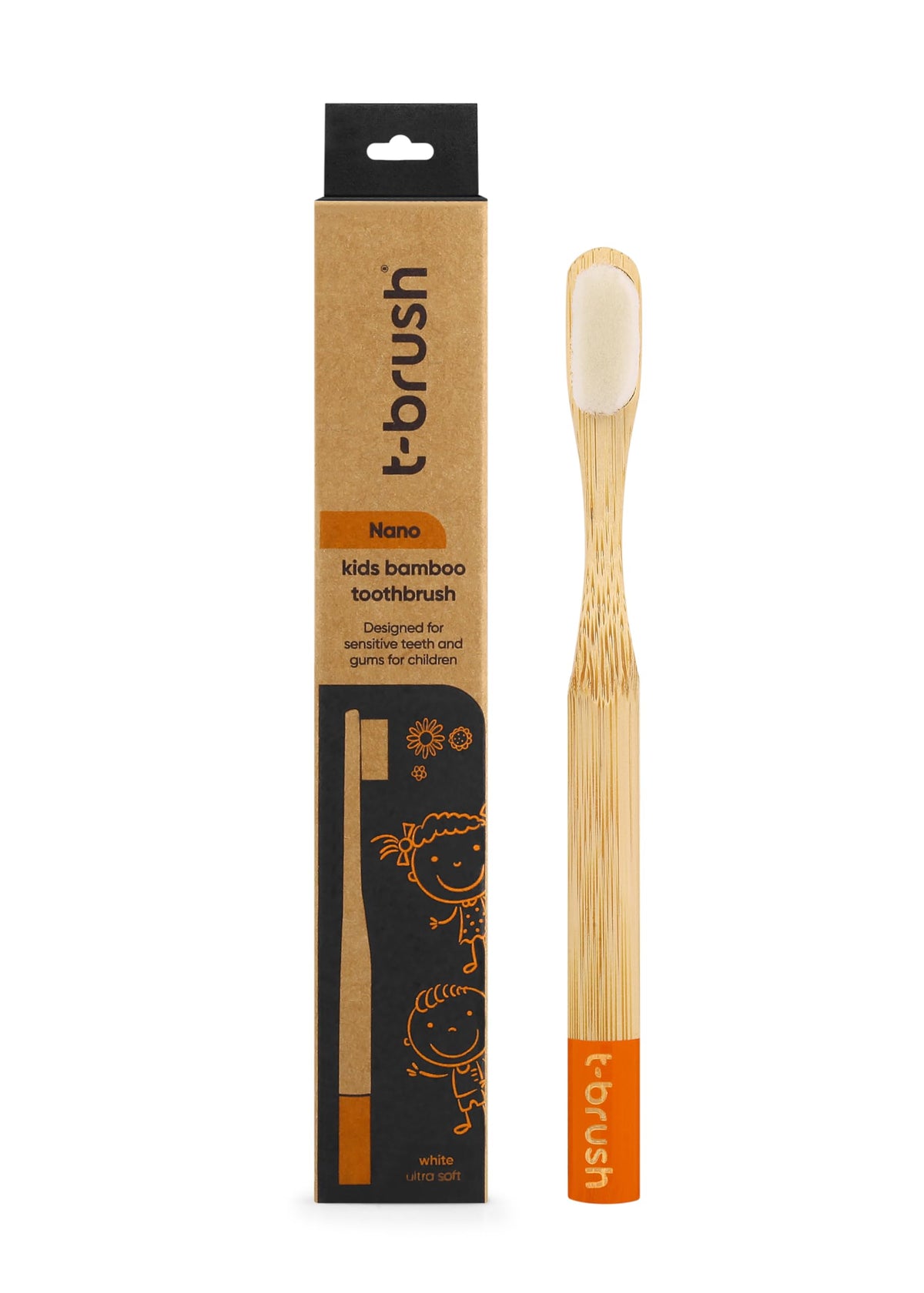 T-Brush Nano Enfant — brosse en bambou, poils ultra-doux pour dents sensibles.