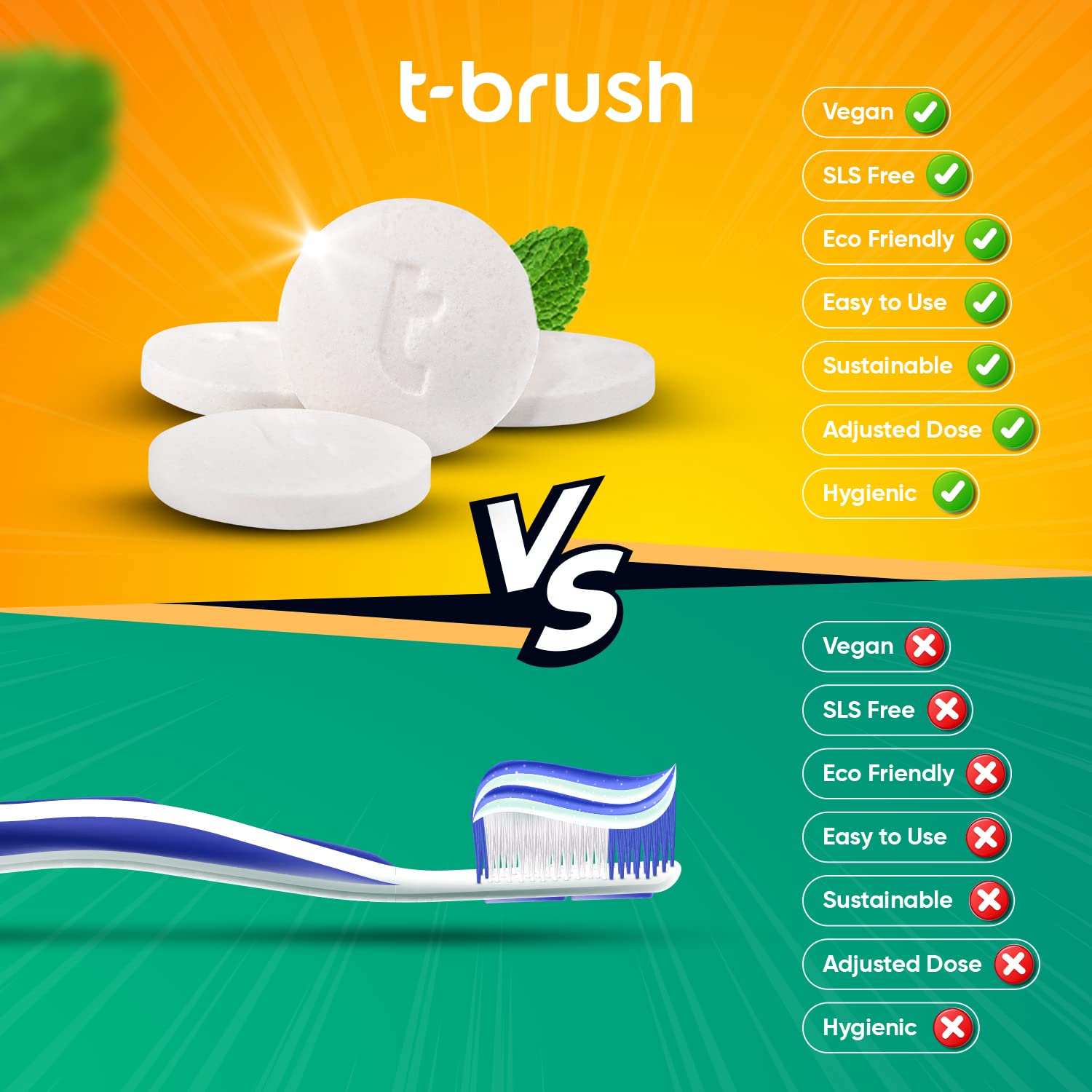 t-brush tablettes dentifrice végane sans SLS pour routine naturelle