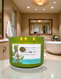 Bocal réutilisable de la bougie T&H Eucalyptus Menthe Poivrée après combustion.