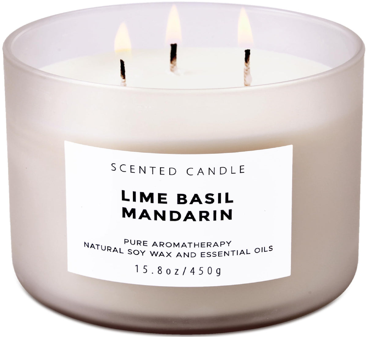 Bougie T&H Lime Basil Mandarin dans un pot gris, diffusion 3 mèches pour une ambiance rafraîchissante
