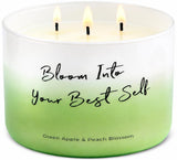 Bougie T&H 3 mèches pomme verte et pèche, énergie et fraîcheur pour votre pièce.