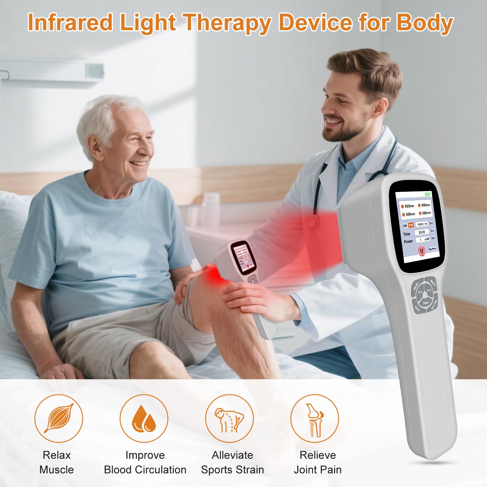 Tacbyz lampe rouge 905nm, pénétration plus profonde pour zones sensibles.
