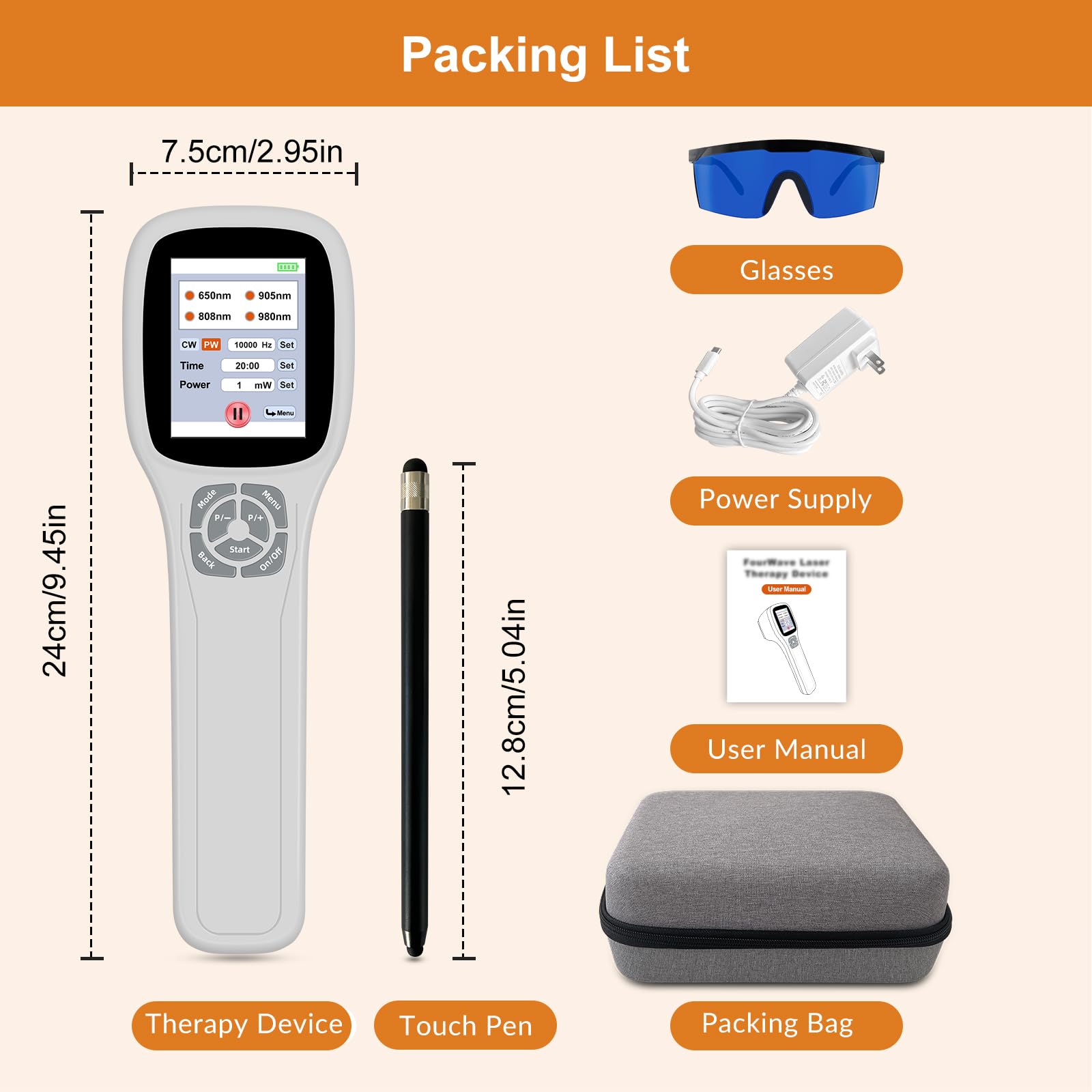 Tacbyz accessoires inclus, étui de transport et lunettes de protection.