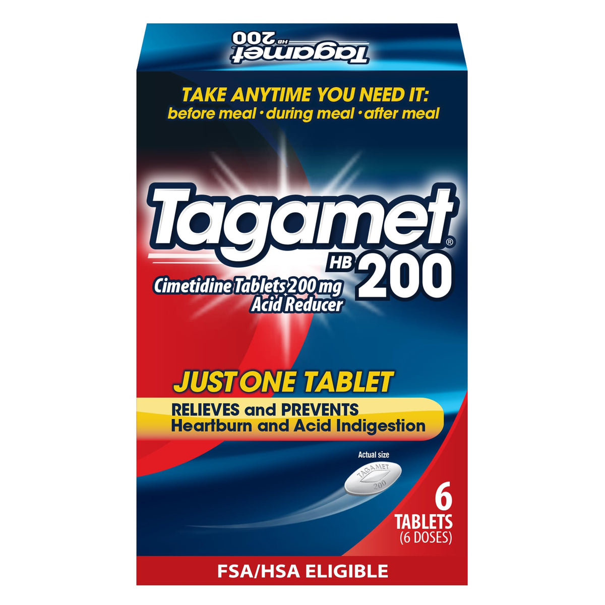 Tagamet HB 200 mg – bouteille visible, prévient et soulage les brûlures d'estomac.