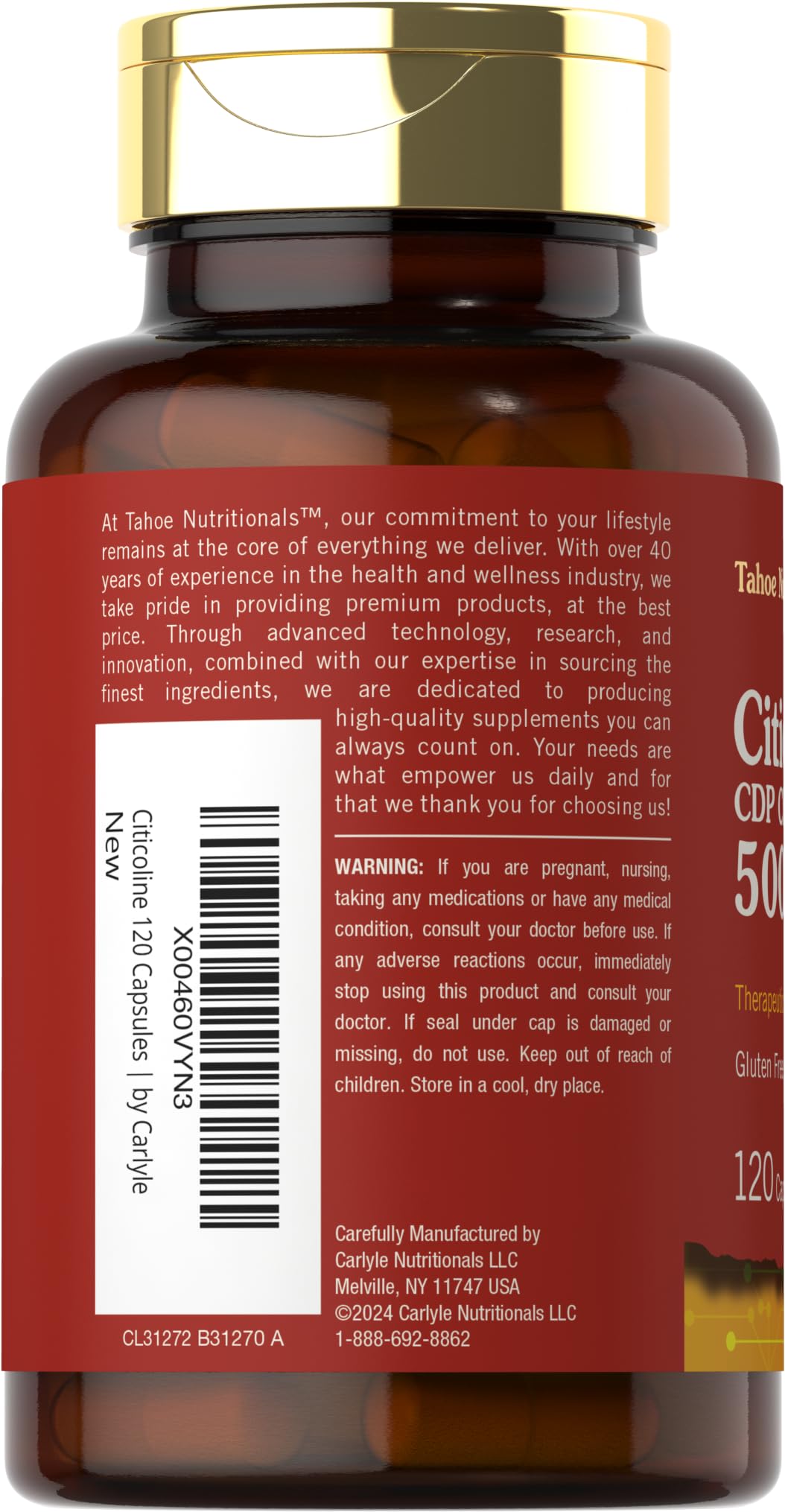 Étiquette Tahoe Nutritionals: format rapide et thérapeutique pour un usage quotidien.