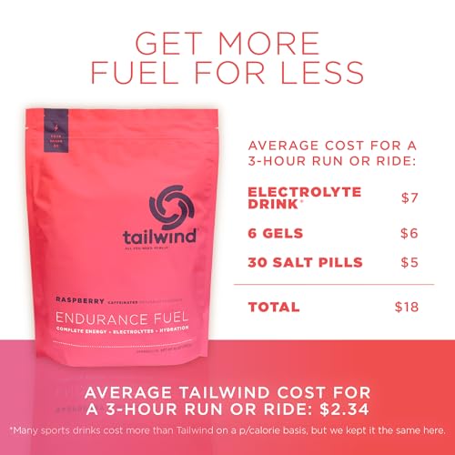 Tailwind Nutrition Endurance Fuel — version caféinée Raspberry Buzz pour énergie soutenue