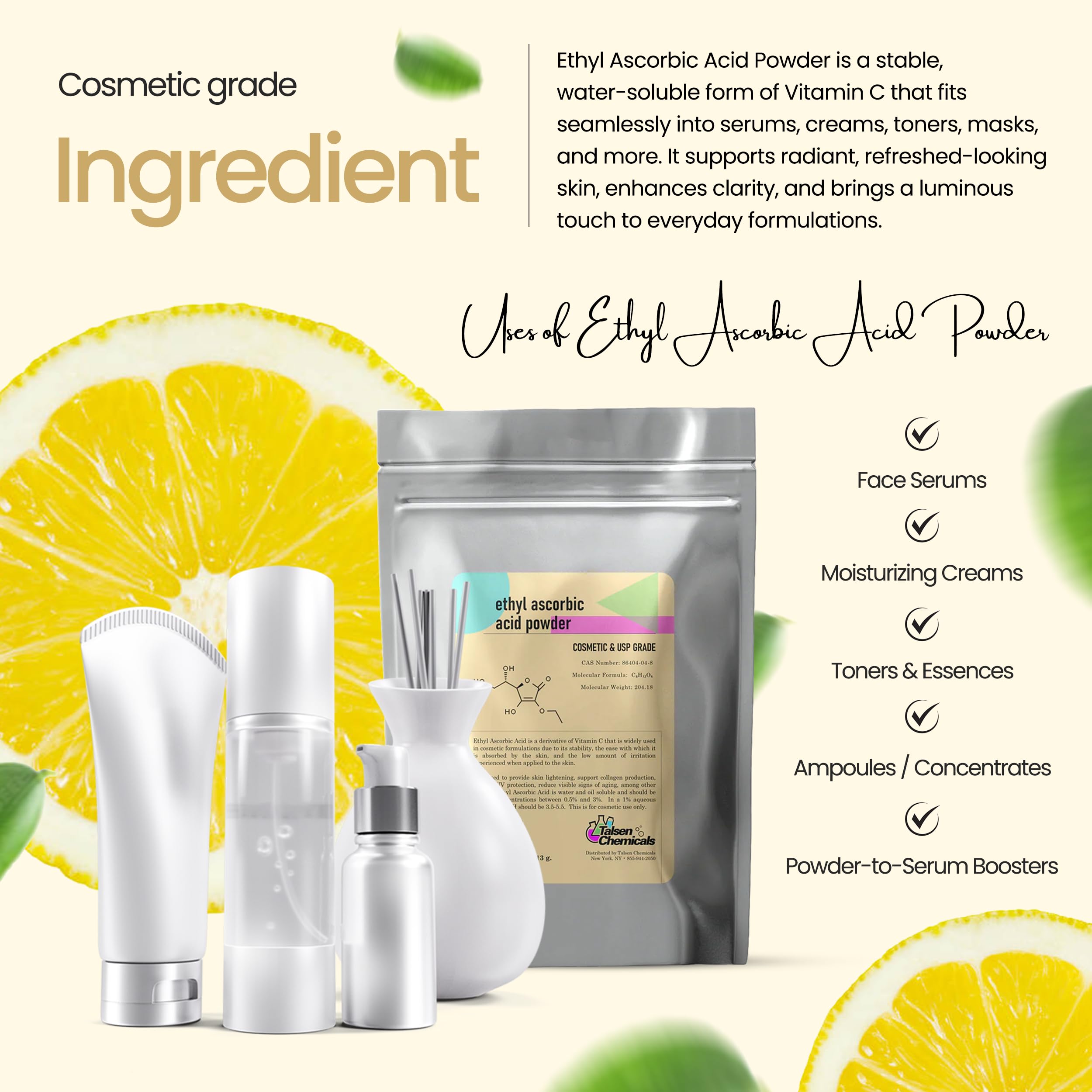 Talsen Chemicals Application-cutanee acide éthylascorbique, usage cosmétique externe.