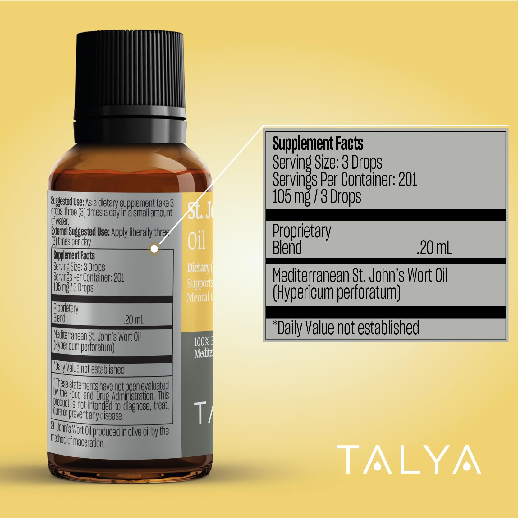 Talya Millepertuis huile – application peau ciblée pour confort local potentiel.