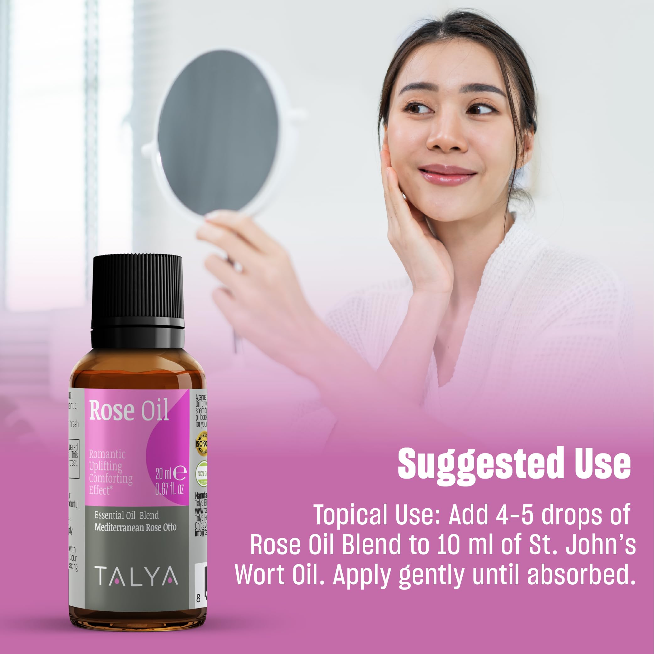 Talya Rose Oil Blend - diffuseur prêt à diffuser les arômes apaisants.