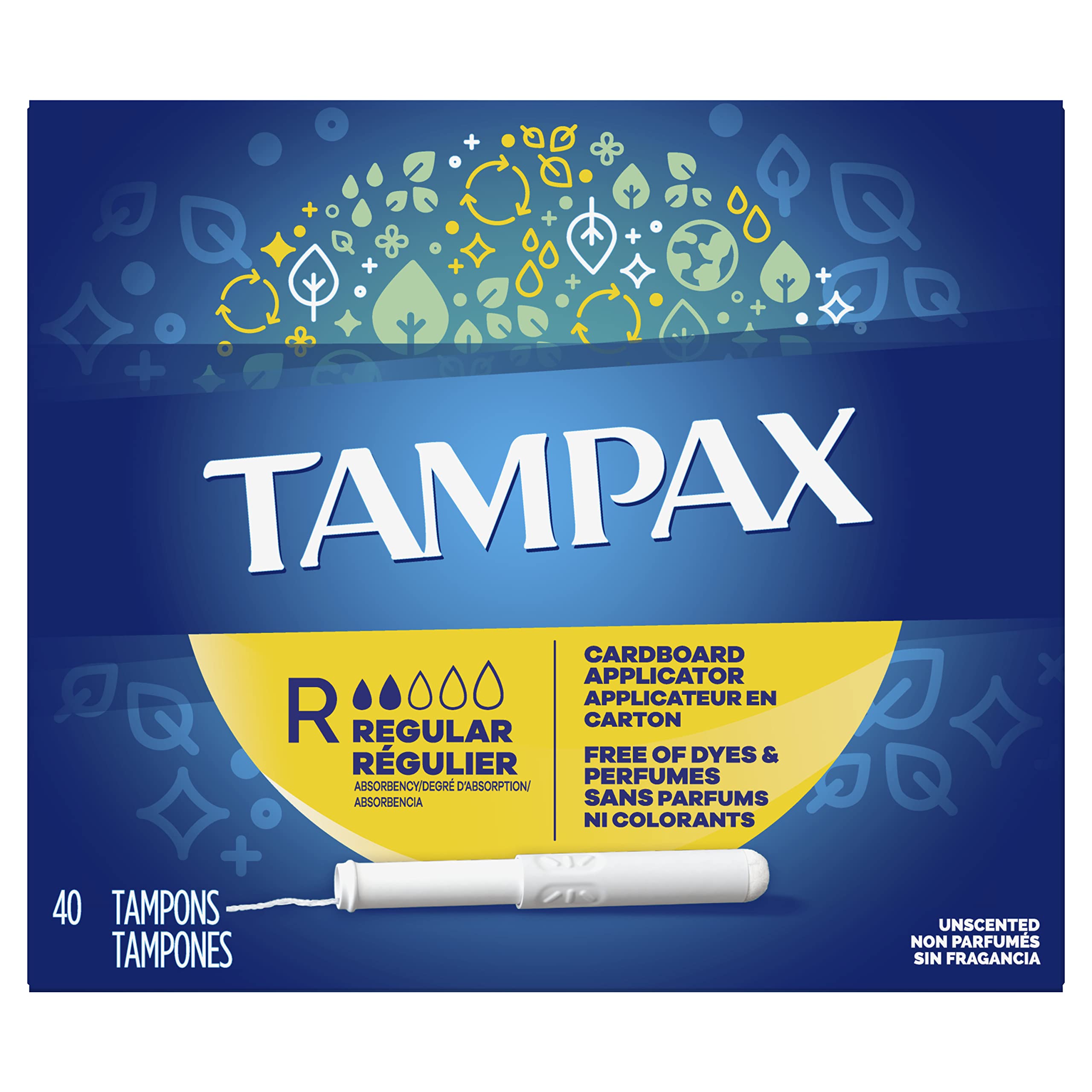 Tampon Tampax Cardboard Regular avec applicateur en carton, protection quotidienne fiable.