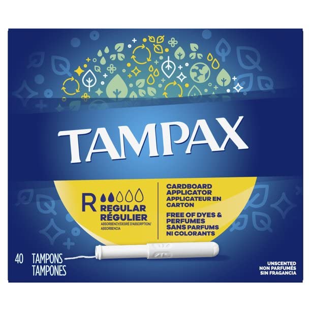 Tampon Tampax Cardboard Regular, cœur absorbant pour des journées sans fuite.