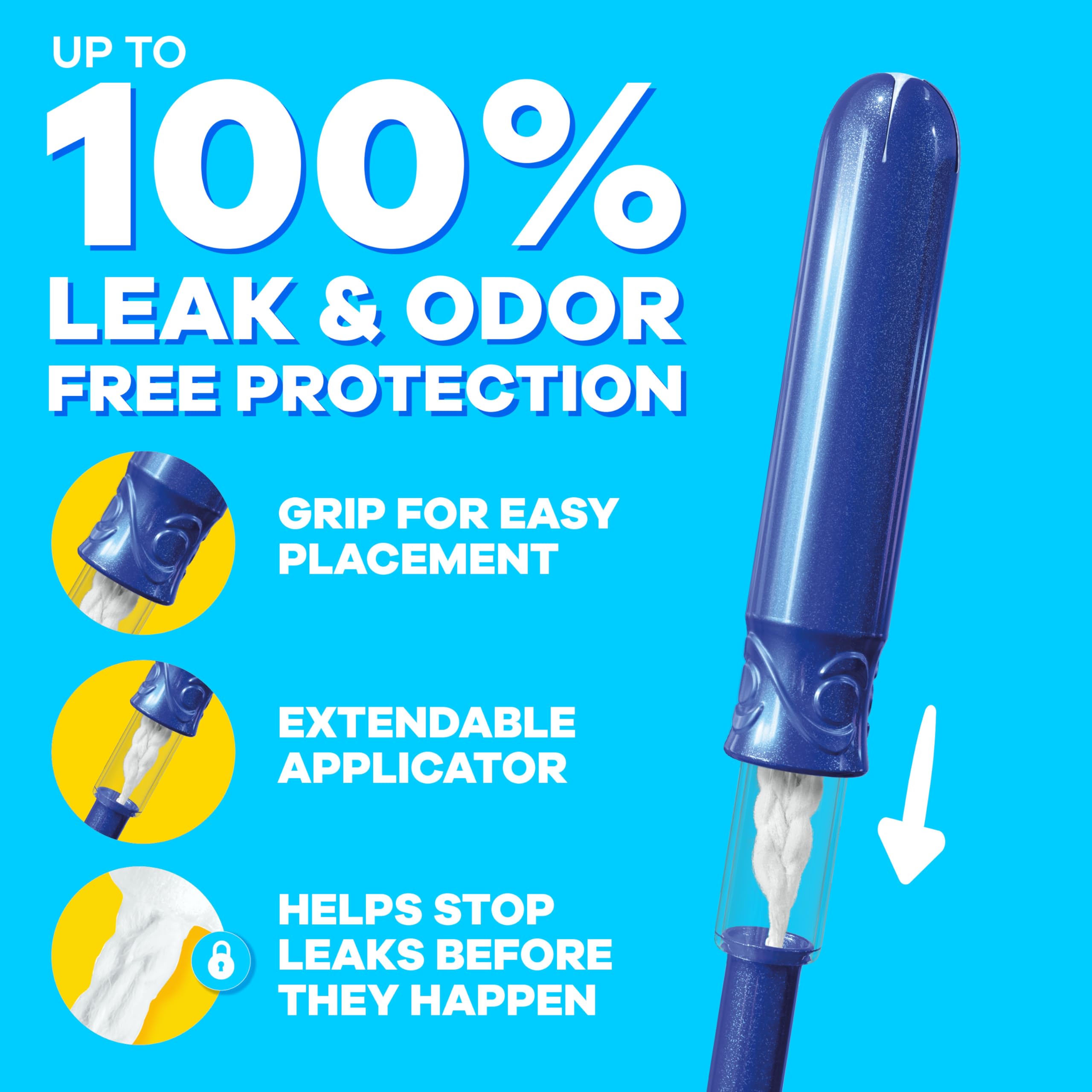 Tampon Tampax Compact Pearl absorbance super pour les flux plus forts.