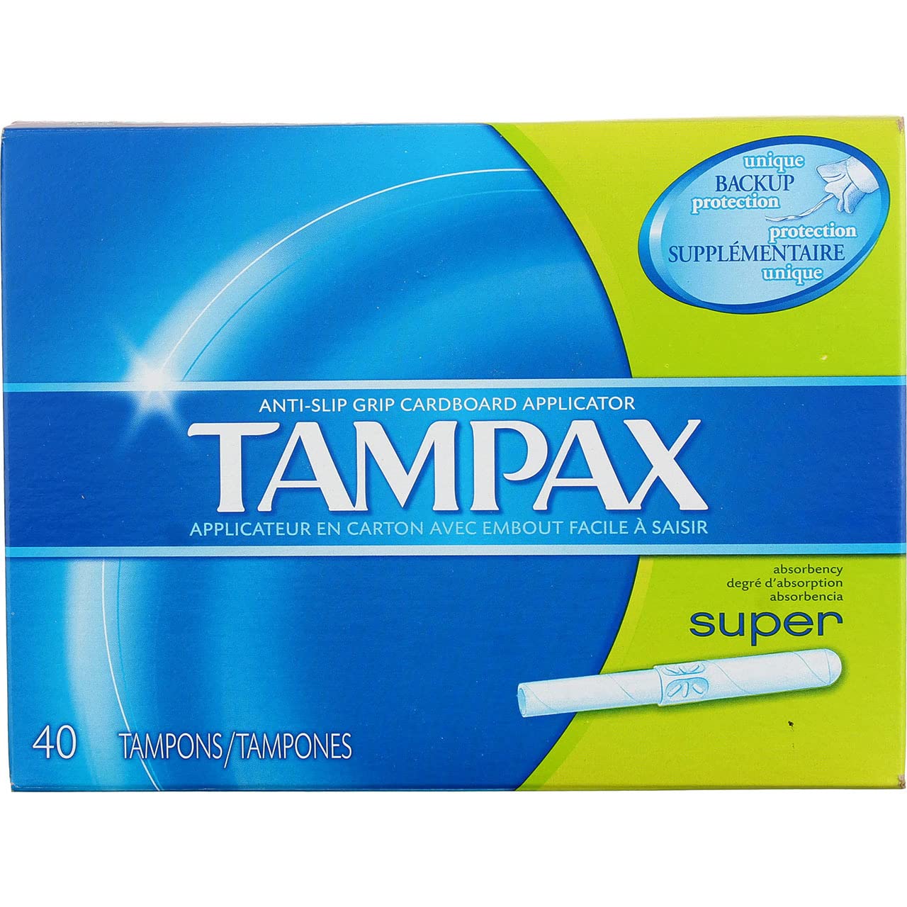 Paquet Tampax de 3 tampons, 40 unités.