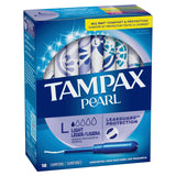 Tampons Tampax Pearl − emballage discret de 18 unités.