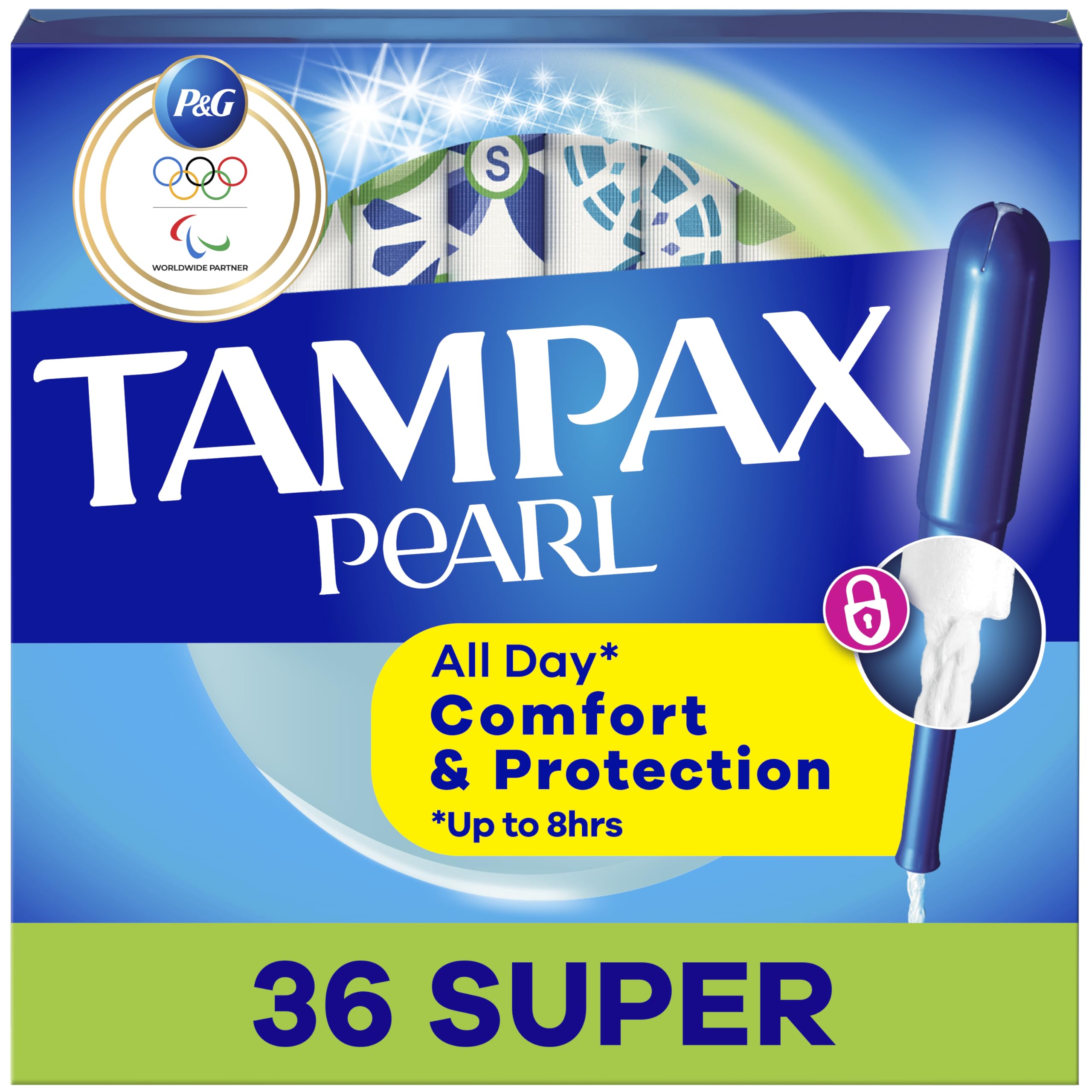 Tampon Tampax Pearl Super absorption pour flux soutenu et protection durable