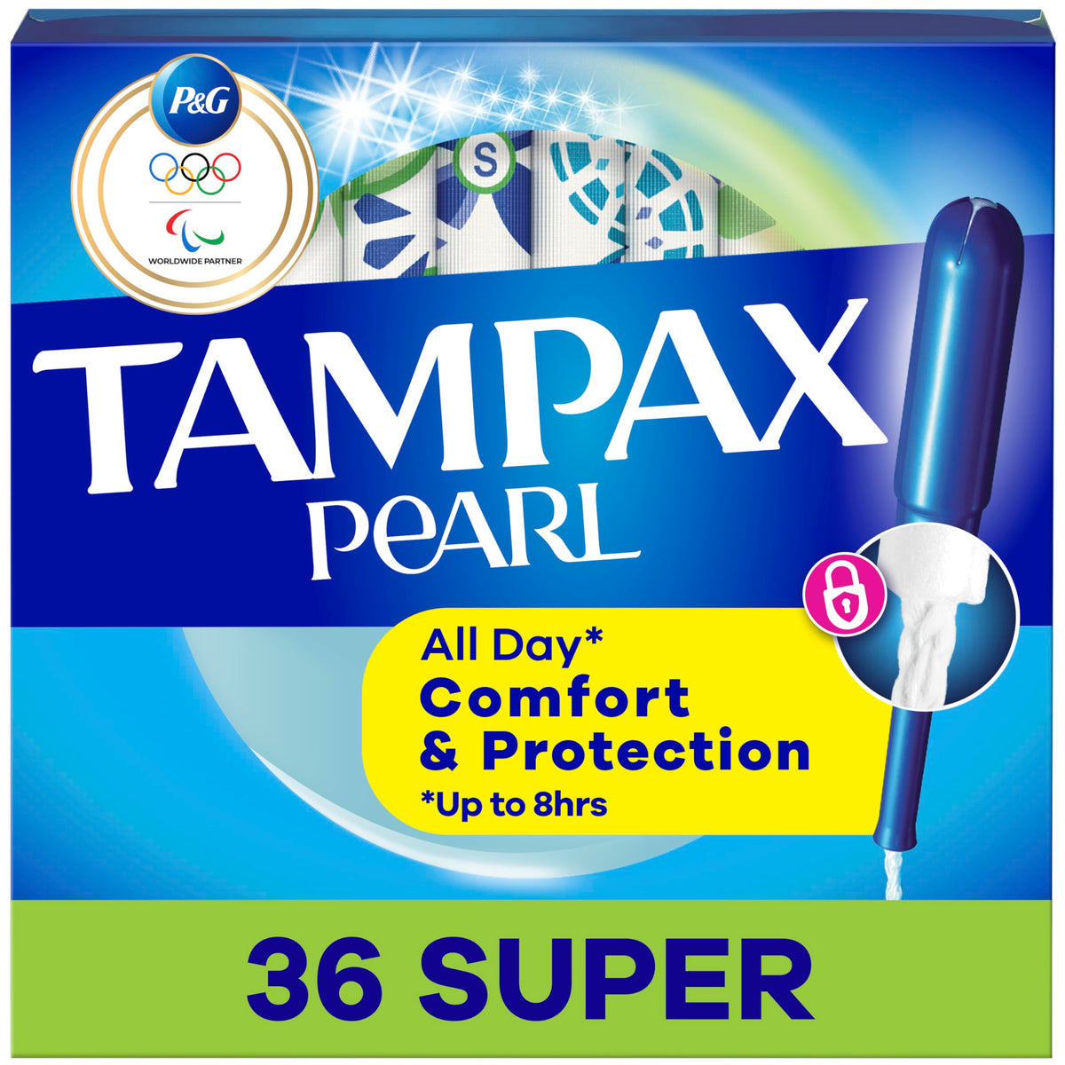 Tampon Tampax Pearl Super absorption pour flux soutenu et protection durable