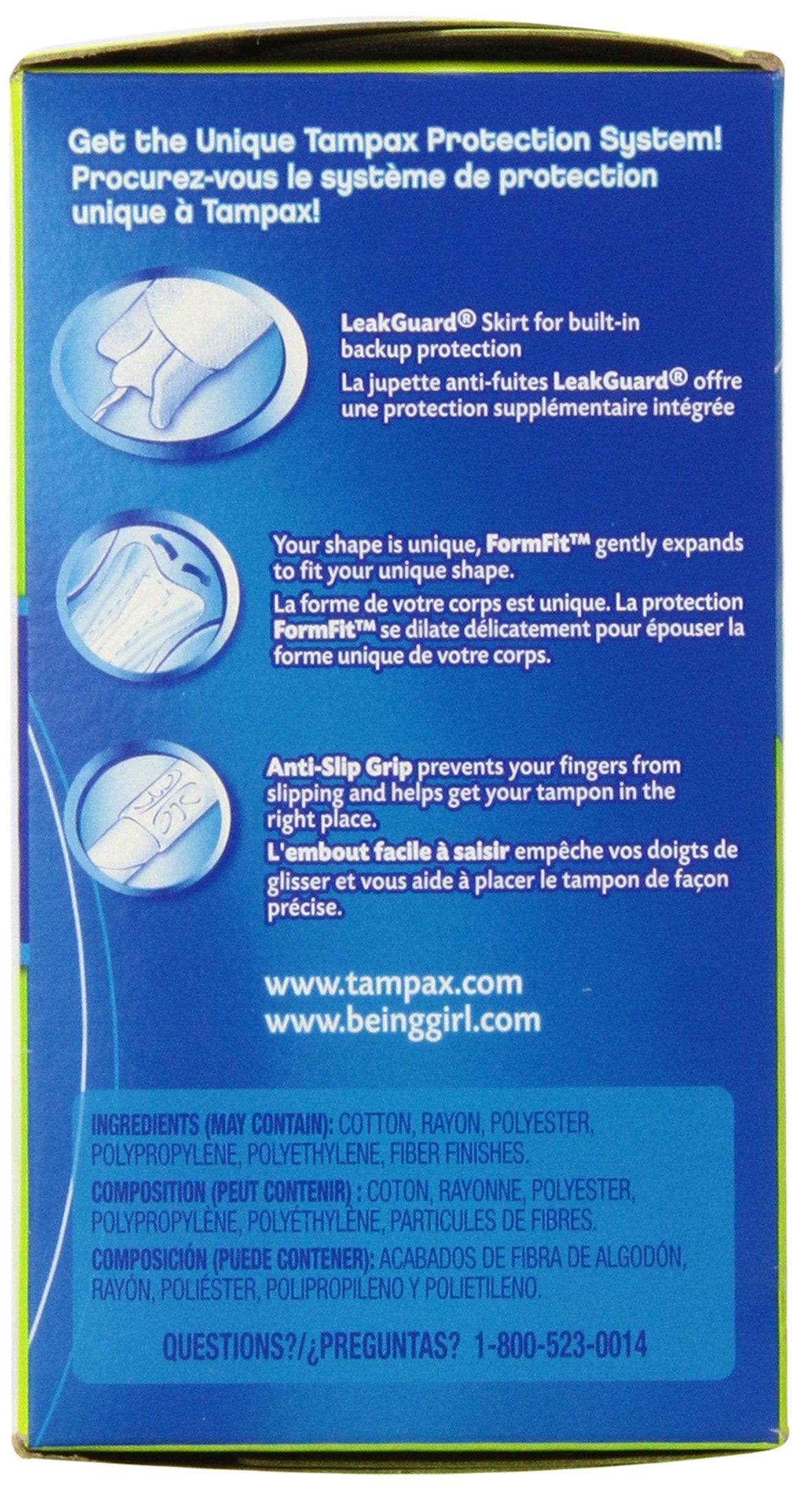 Tampon Tampax avec cœur absorbant centré pour une protection efficace.