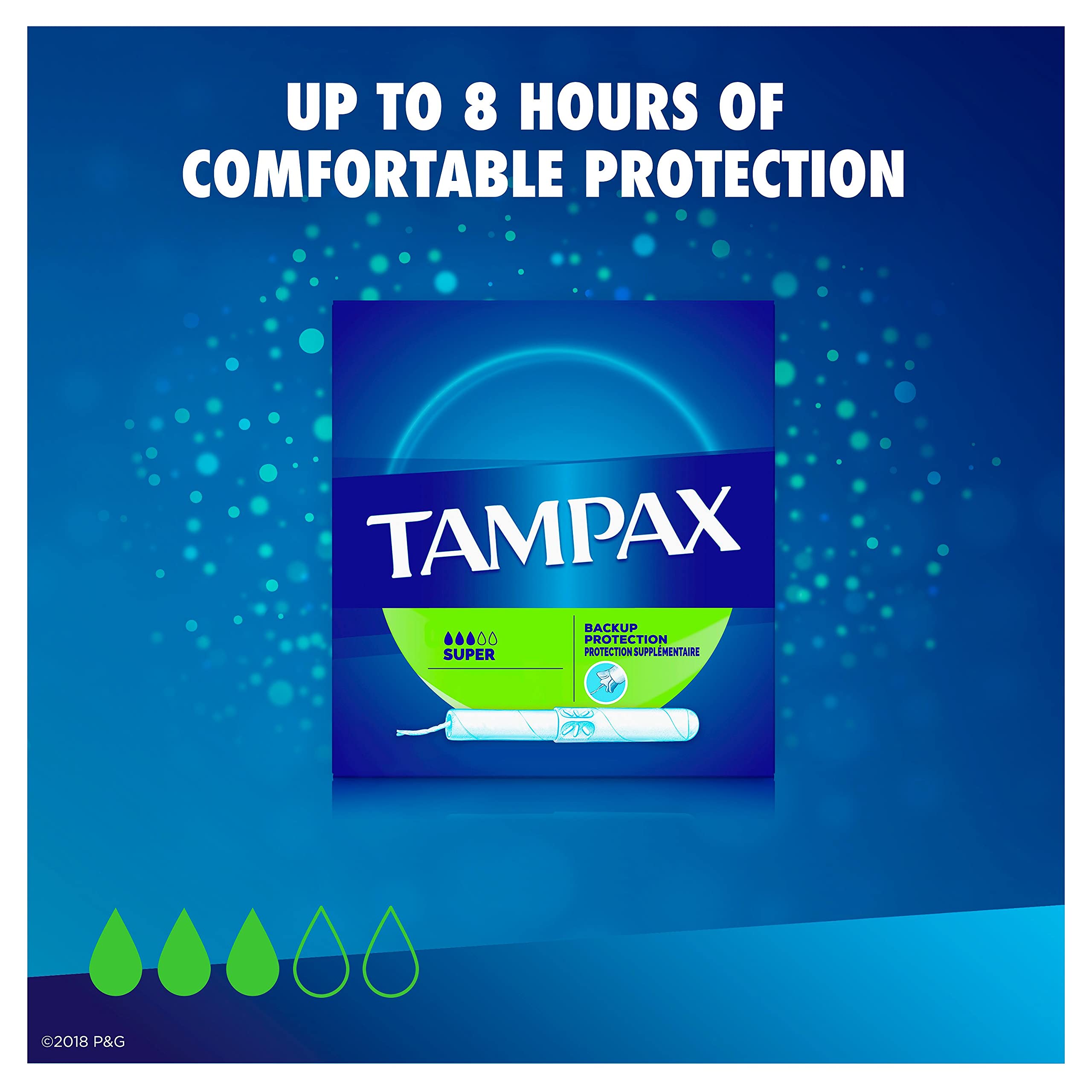 Tampons Tampax absorption super pour jours légèrement plus abondants.