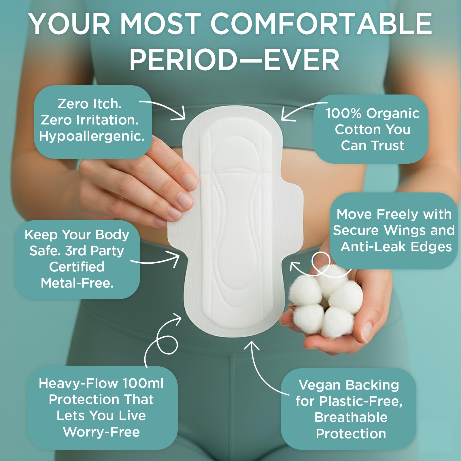 Tampon Tribe ailes anti-fuite pour une protection fiable journée entière.