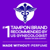 Tampons Tampax Radiant jusqu'à huit heures de protection continue.