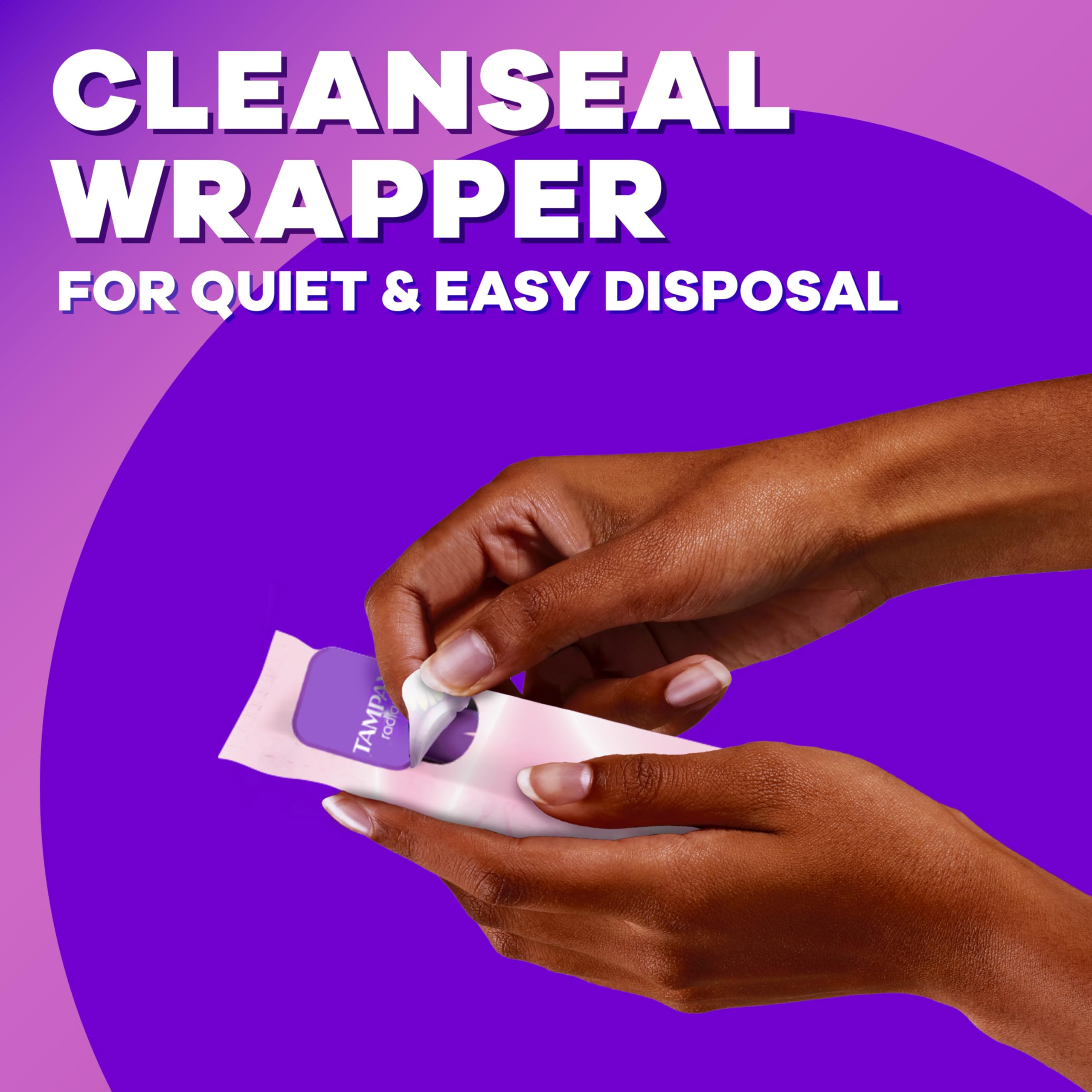 Tampons Tampax Radiant protection anti-fuites avec bande tresse.