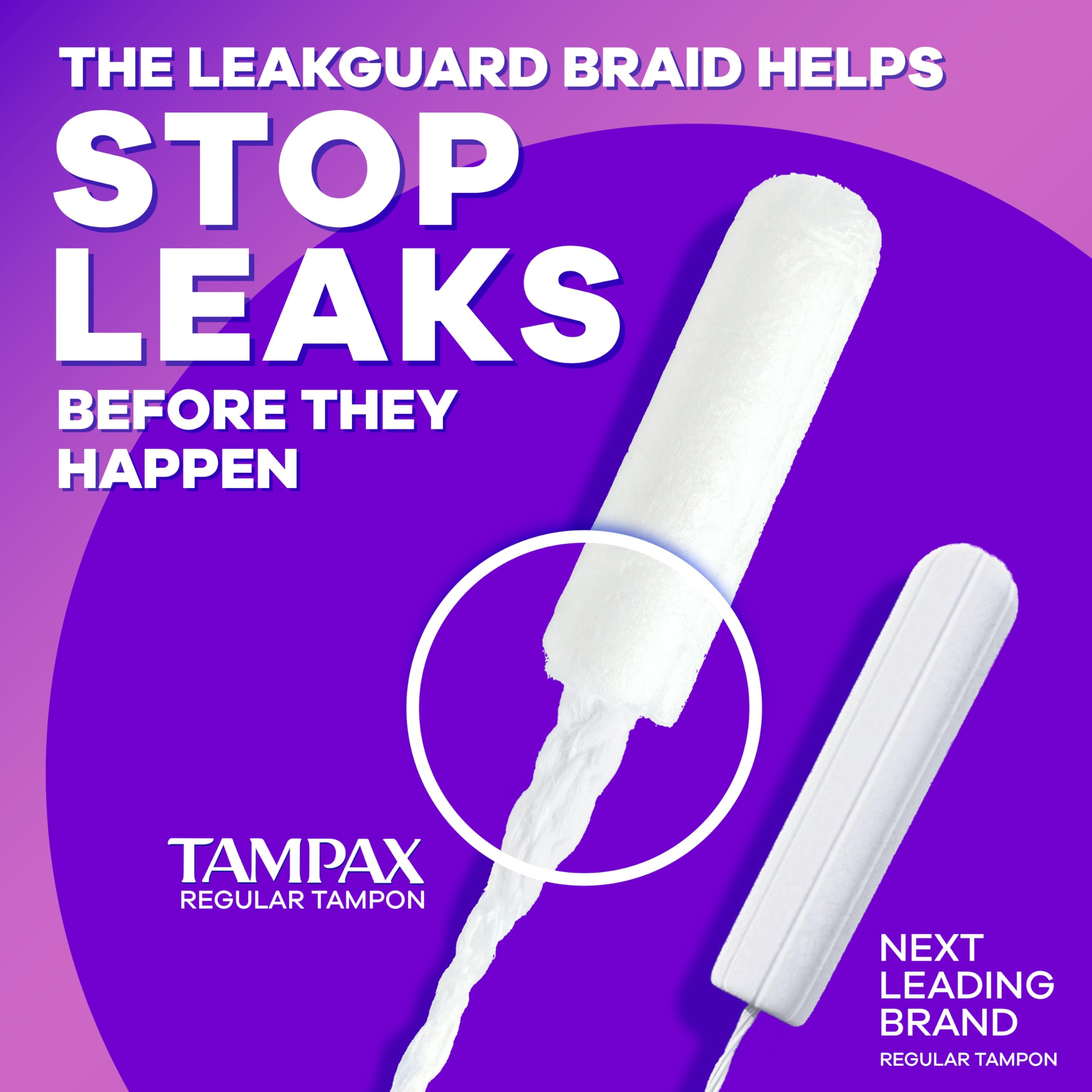 Tampons Tampax Radiant insertion facilitée par la poignée texturée.