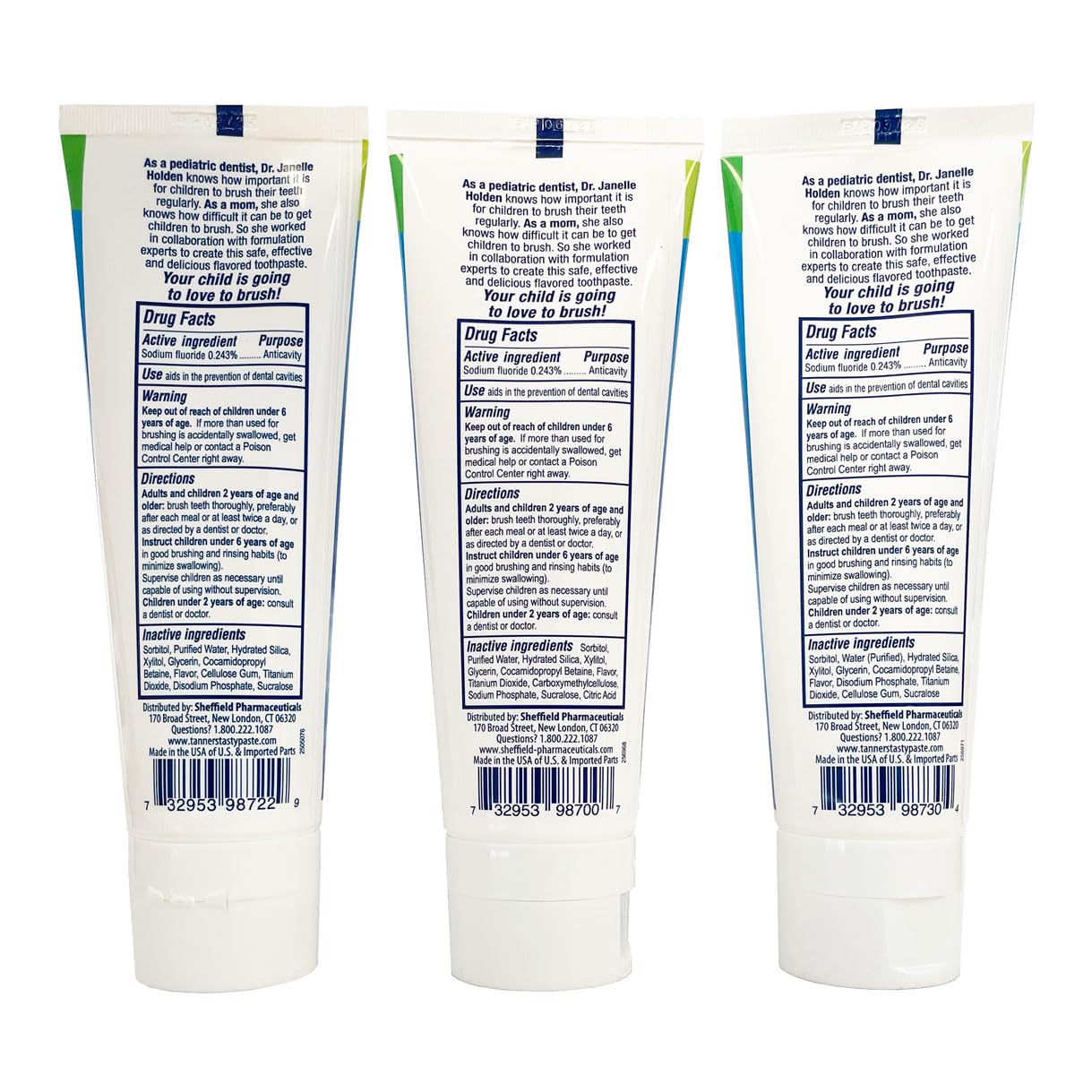 Format-enfant Tanner's Tasty Paste montre la routine de brossage quotidienne.