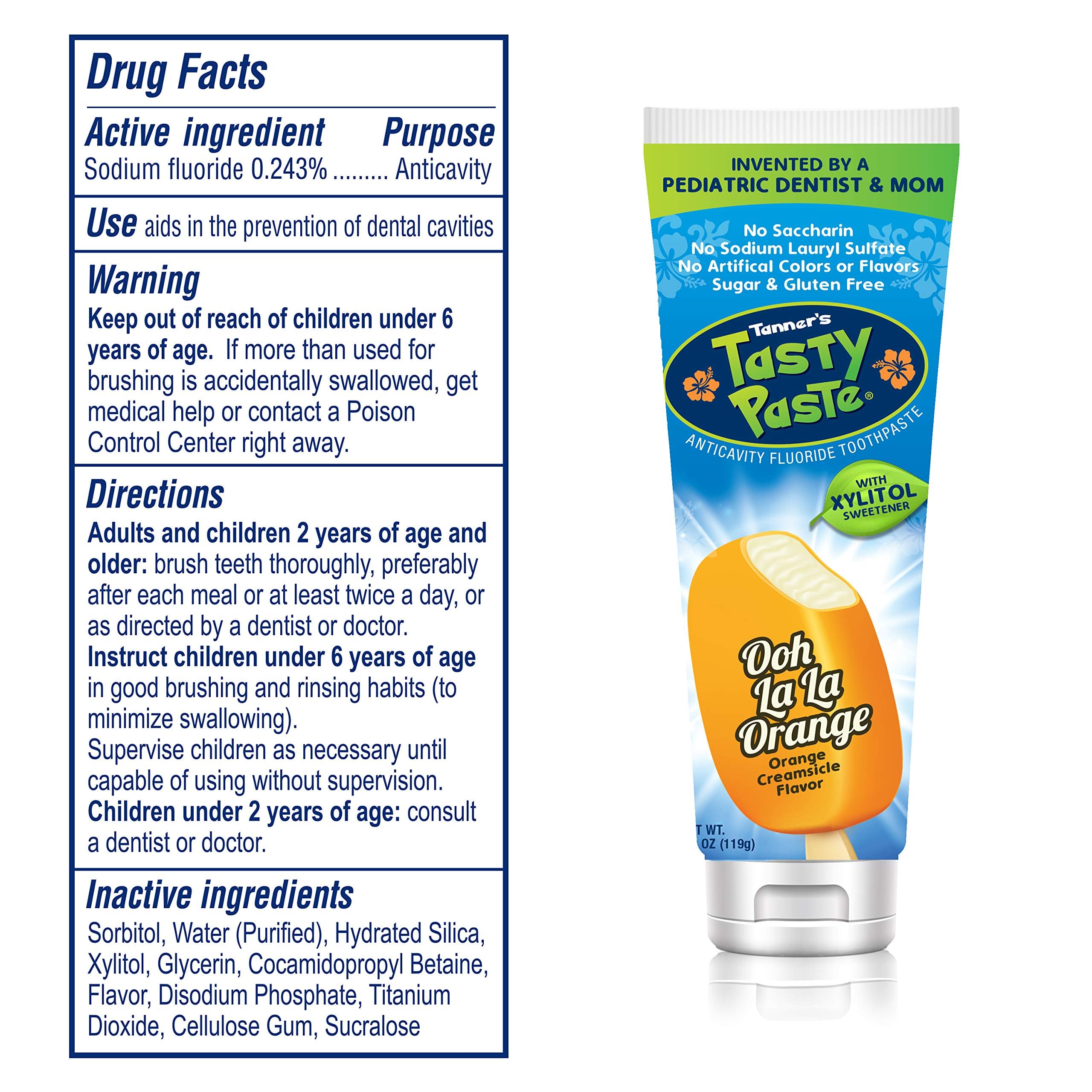 Tanner's Tasty Paste pack-3-tubes: coffret pratique pour les routines dentaires des enfants.