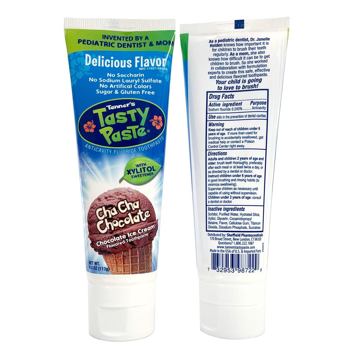 Tanner's Tasty Paste sans menthe, visuel clair pour enfants sensibles.
