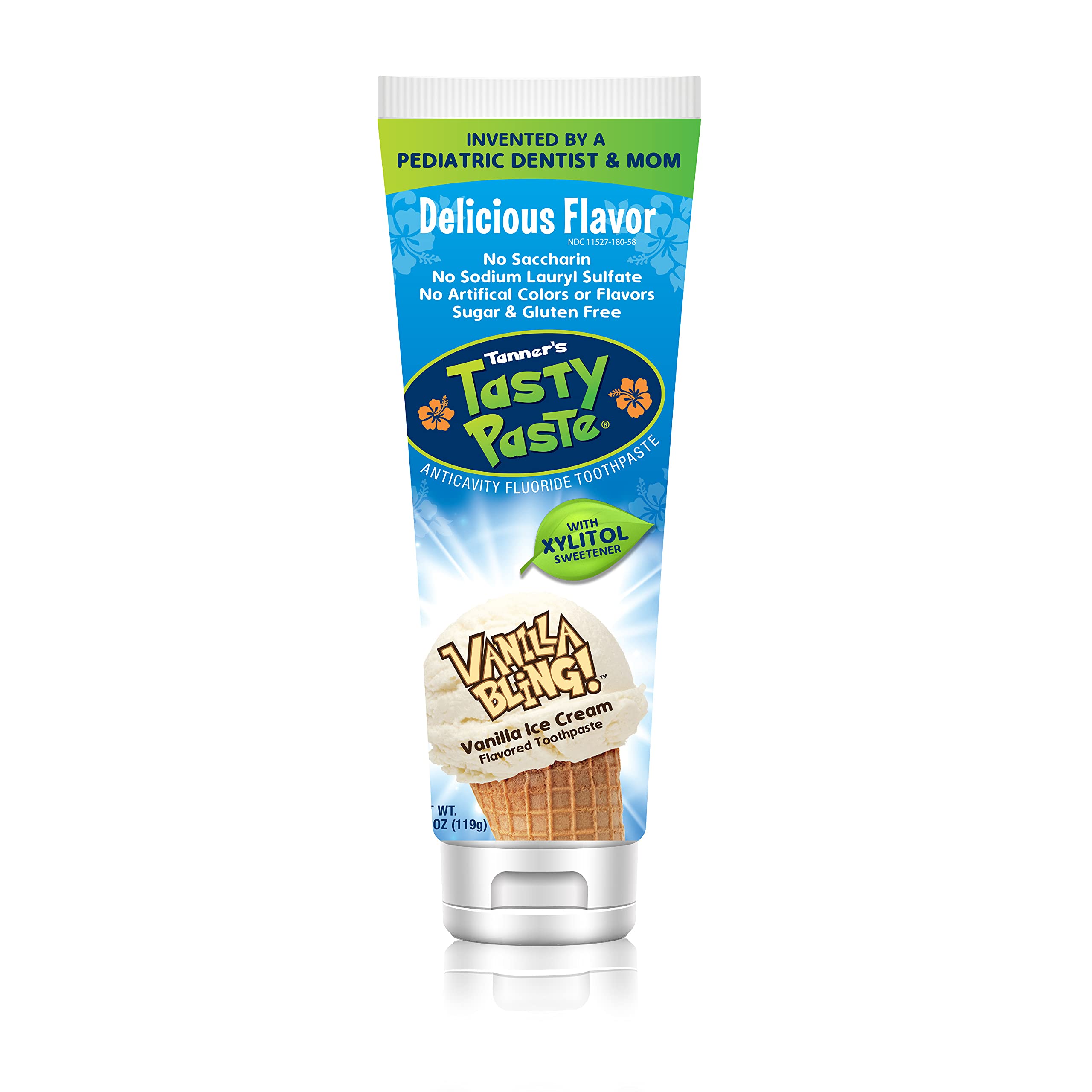 Dentifrice Tanner's Tasty Paste Vanilla Bling dans la bouteille, goût vanille attrayant
