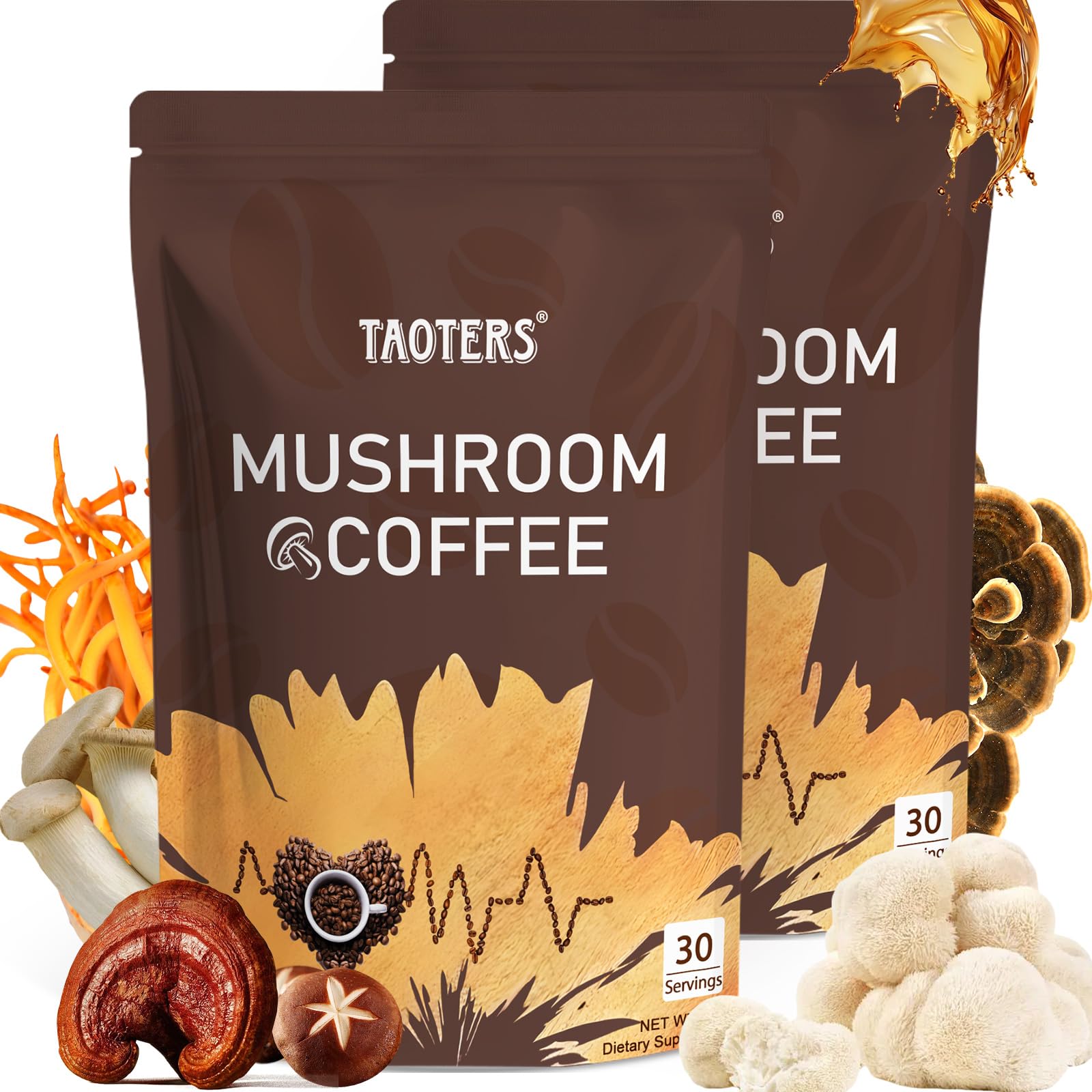 TAOTERS Café Champignon Cordyceps: énergie durable et concentration matinale.