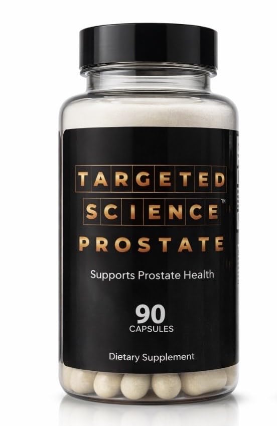Targeted Science Prostate Supplement, bouteille: soutien prostatique et confort urinaire.
