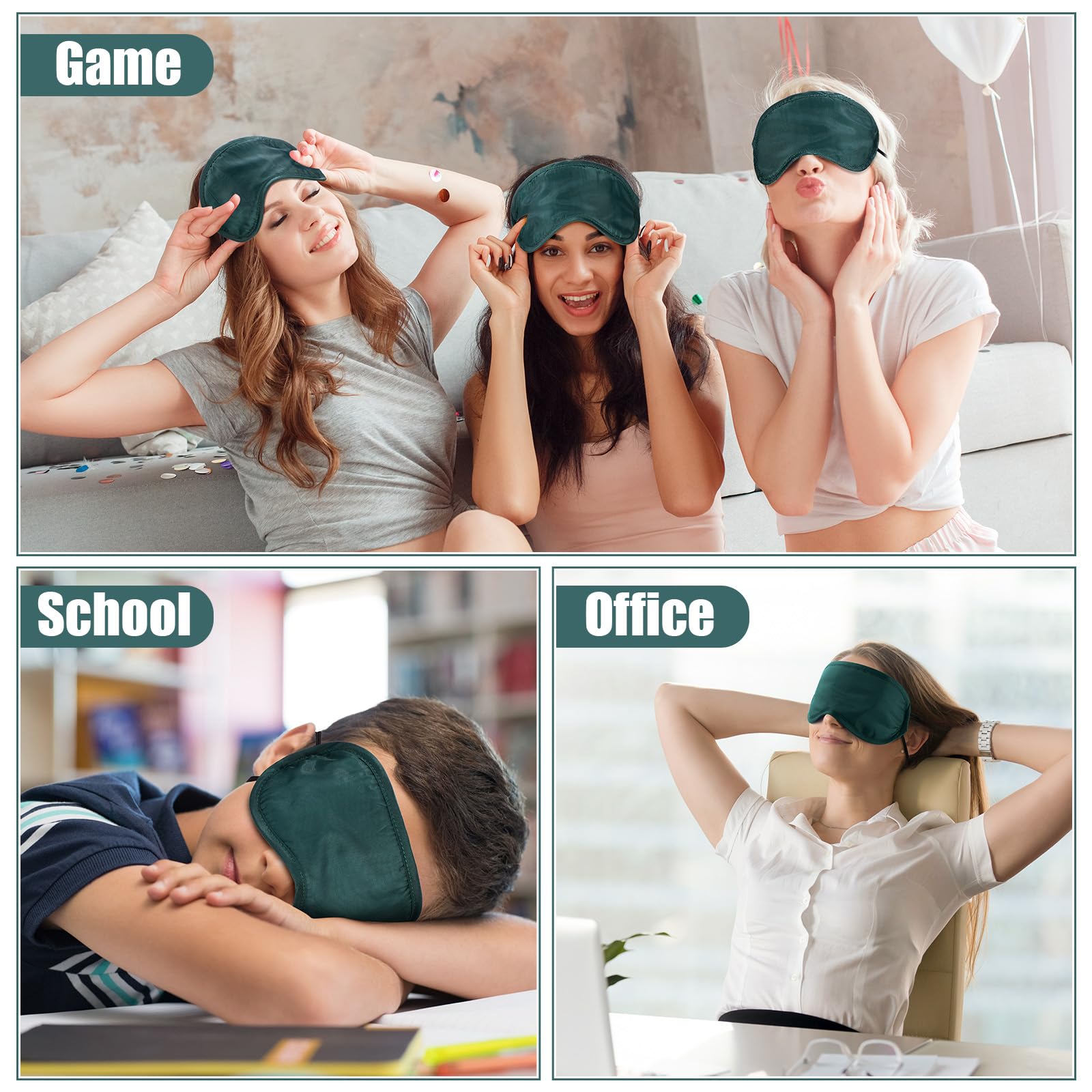 Tarpop-masque-yeux couleur vert fonce: allure discrète pour le sommeil.