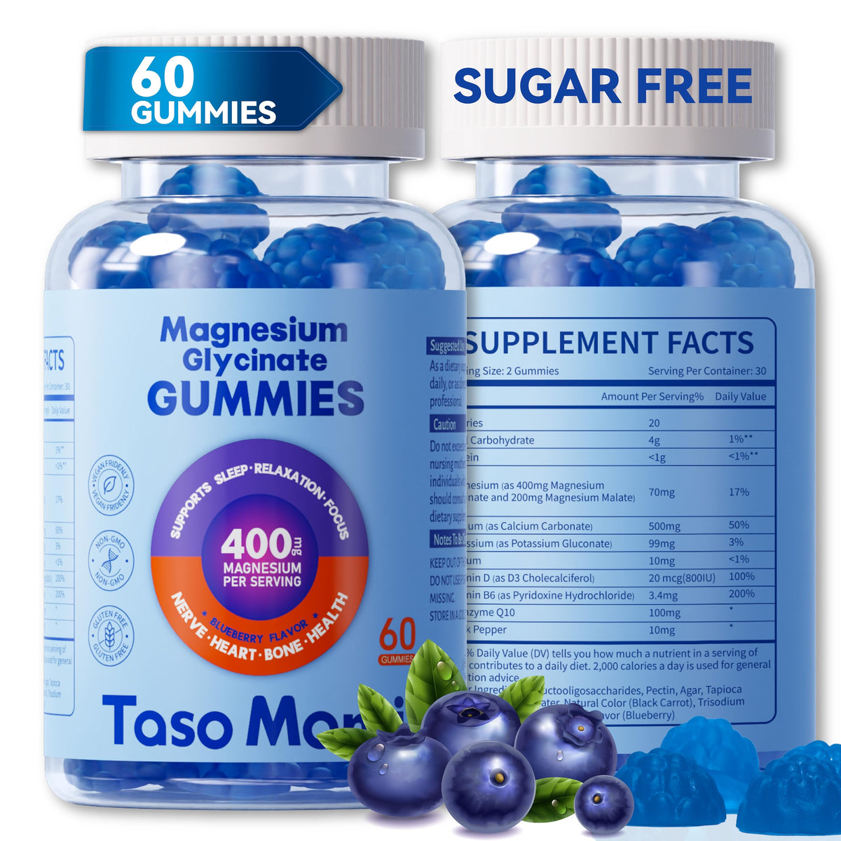 Gommes magnésium TasoMomi 400 mg – boîte prête à l’emploi pour routine quotidienne
