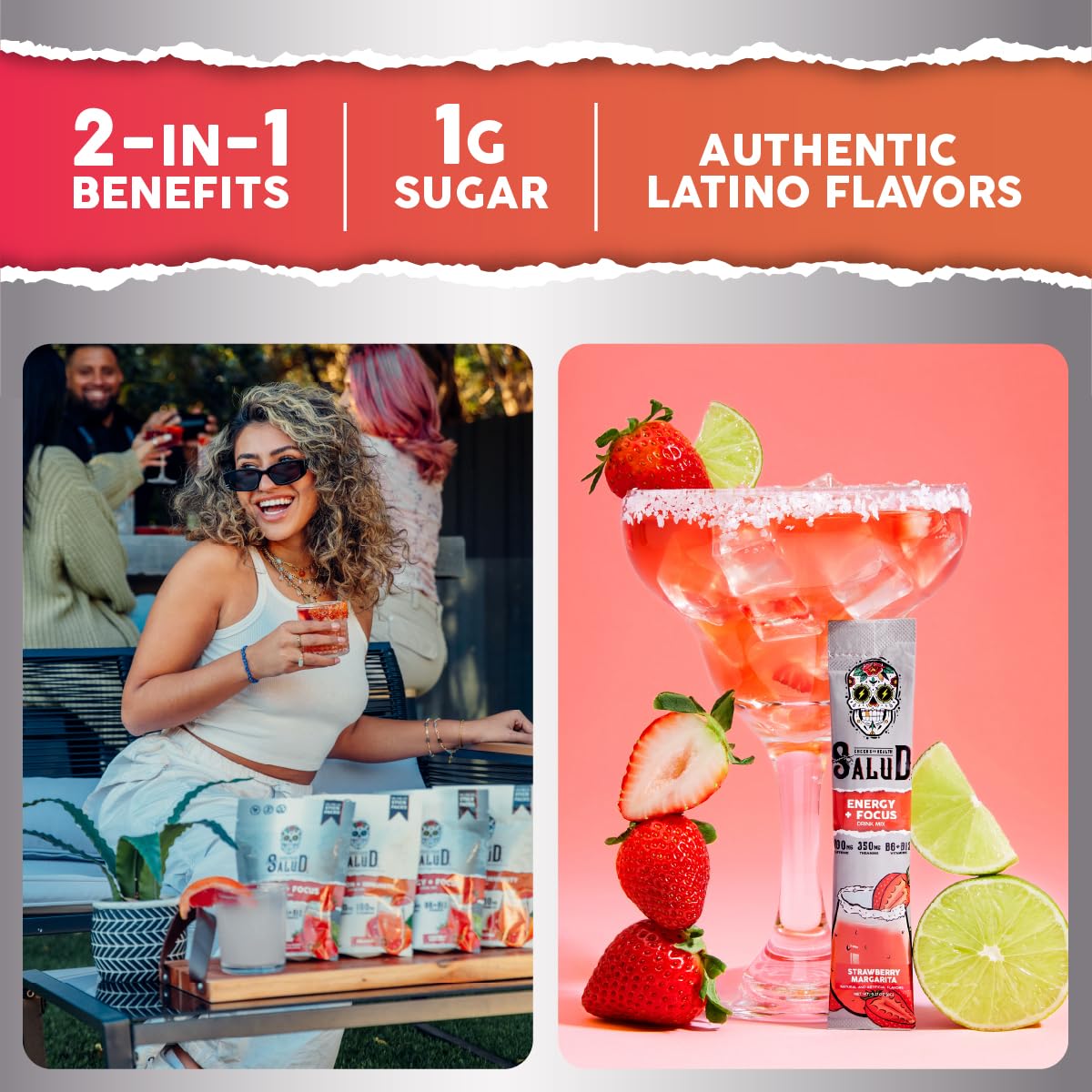Taste Salud: boisson Agua Fresca fraise margarita, énergie légère et hydratante.