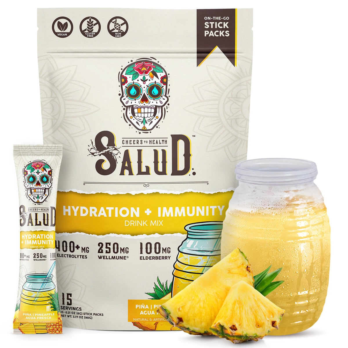 Taste Salud sachet hydratation et immunité, Ananas, énergie légère.