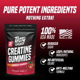 Texture lisse des gummies TASTY GAINS, plaisir fruité sans sucre ajouté.
