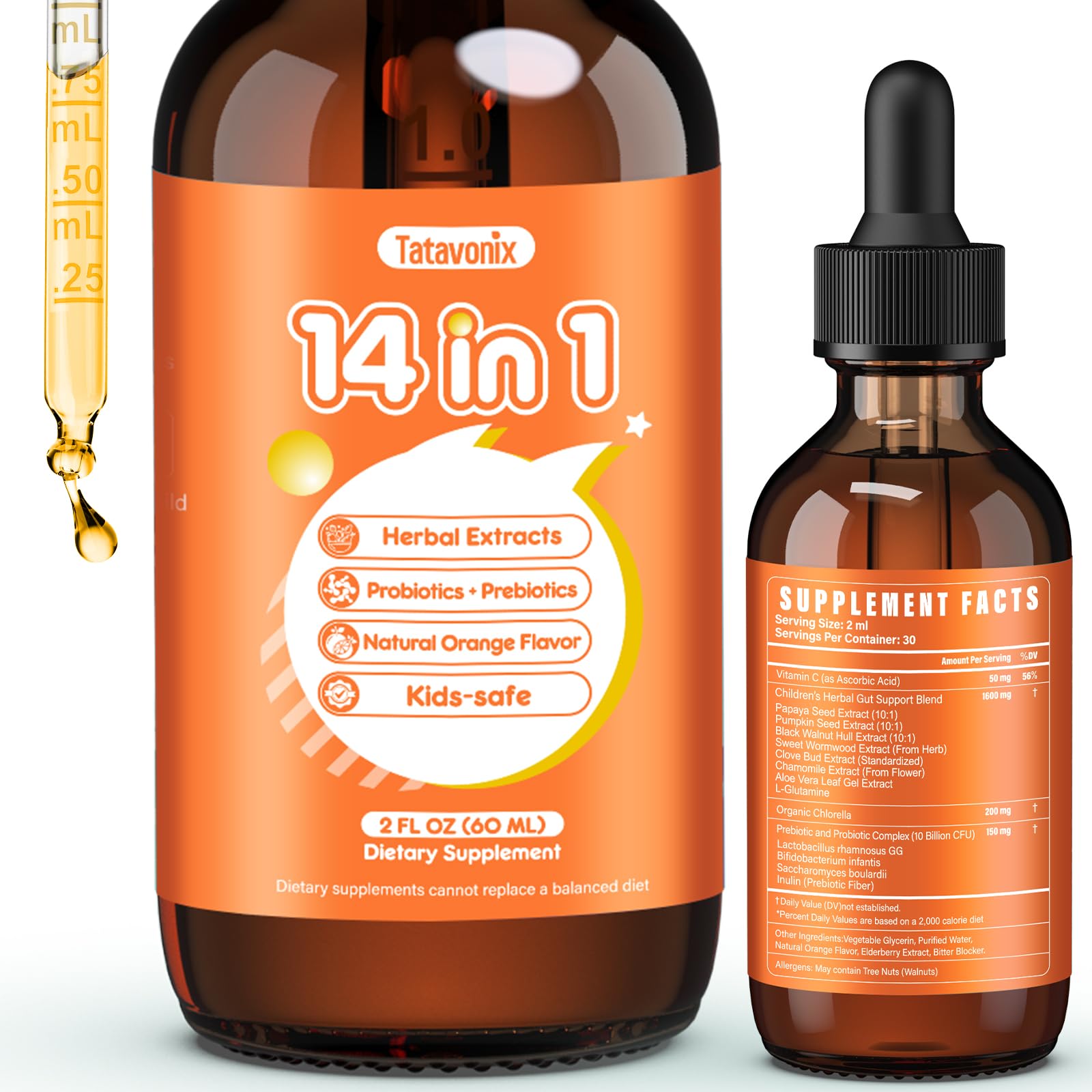 Tatavonix Drops – bouteille 2oz prête à l'emploi pour le bien-être digestif.