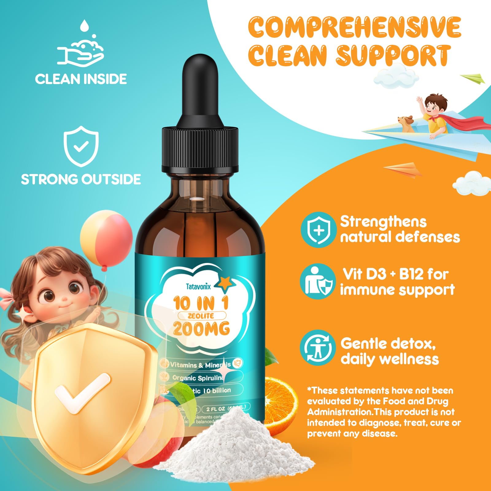 Tatavonix Zeolite Detox – flacon pratique de 60 ml prêt à l'emploi