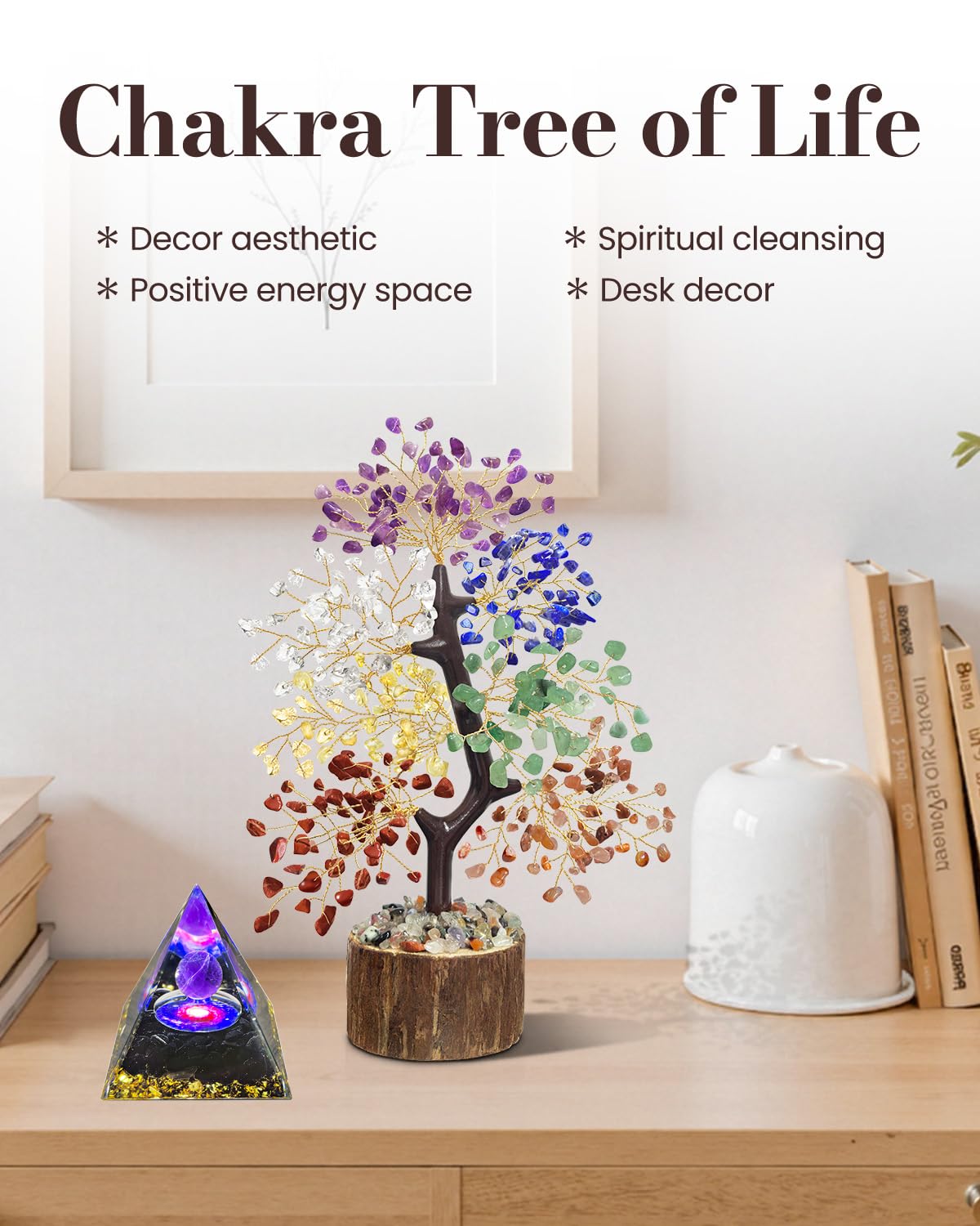 TATOODAA Arbre Chakra sept couleurs, symbole des chakras pour méditation et harmonie.