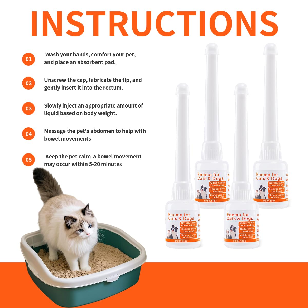 Tauphete lavement 5 ml – soulagement doux pour chiens et chats.