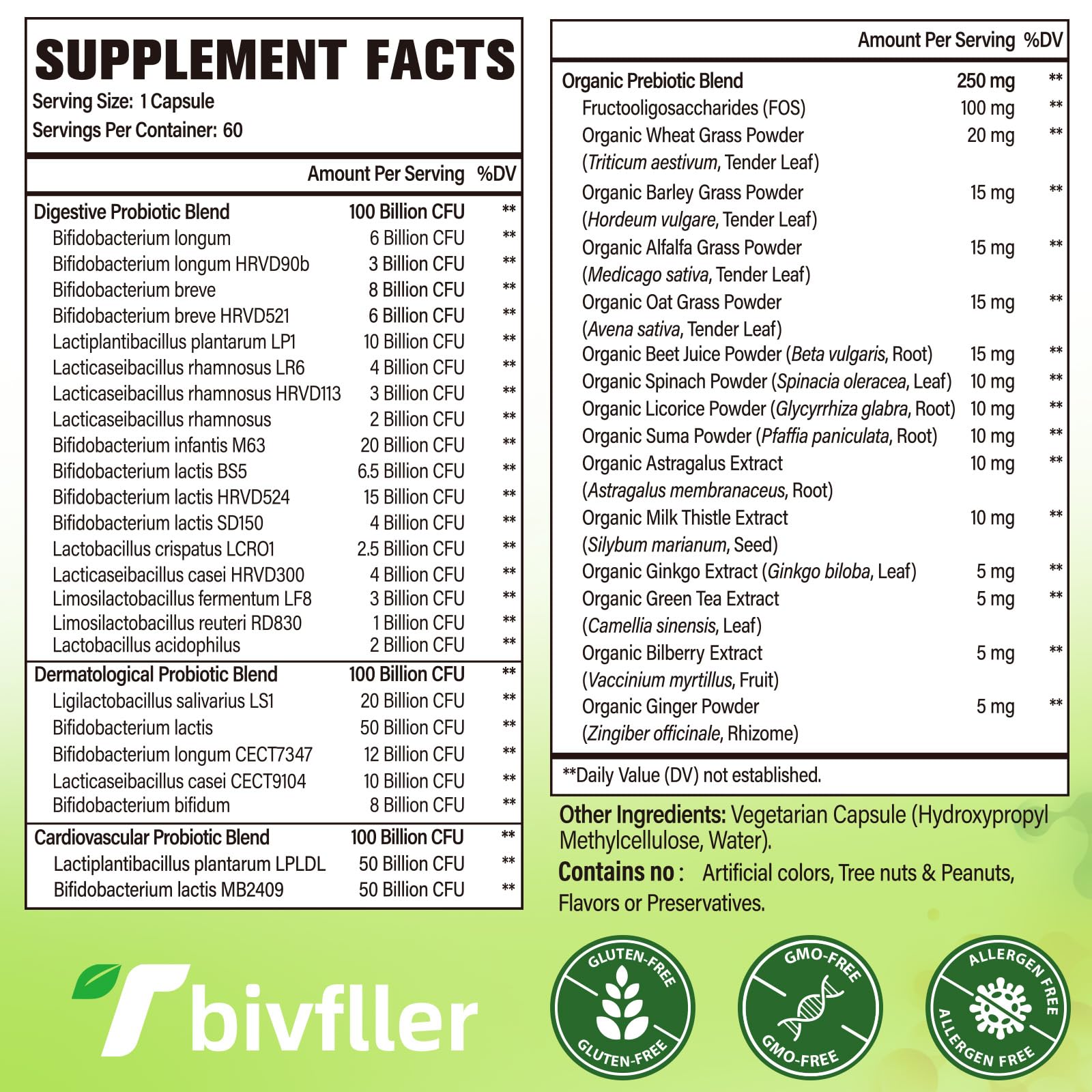 Tbivfller: 24 souches probiotiques pour un microbiome équilibré.