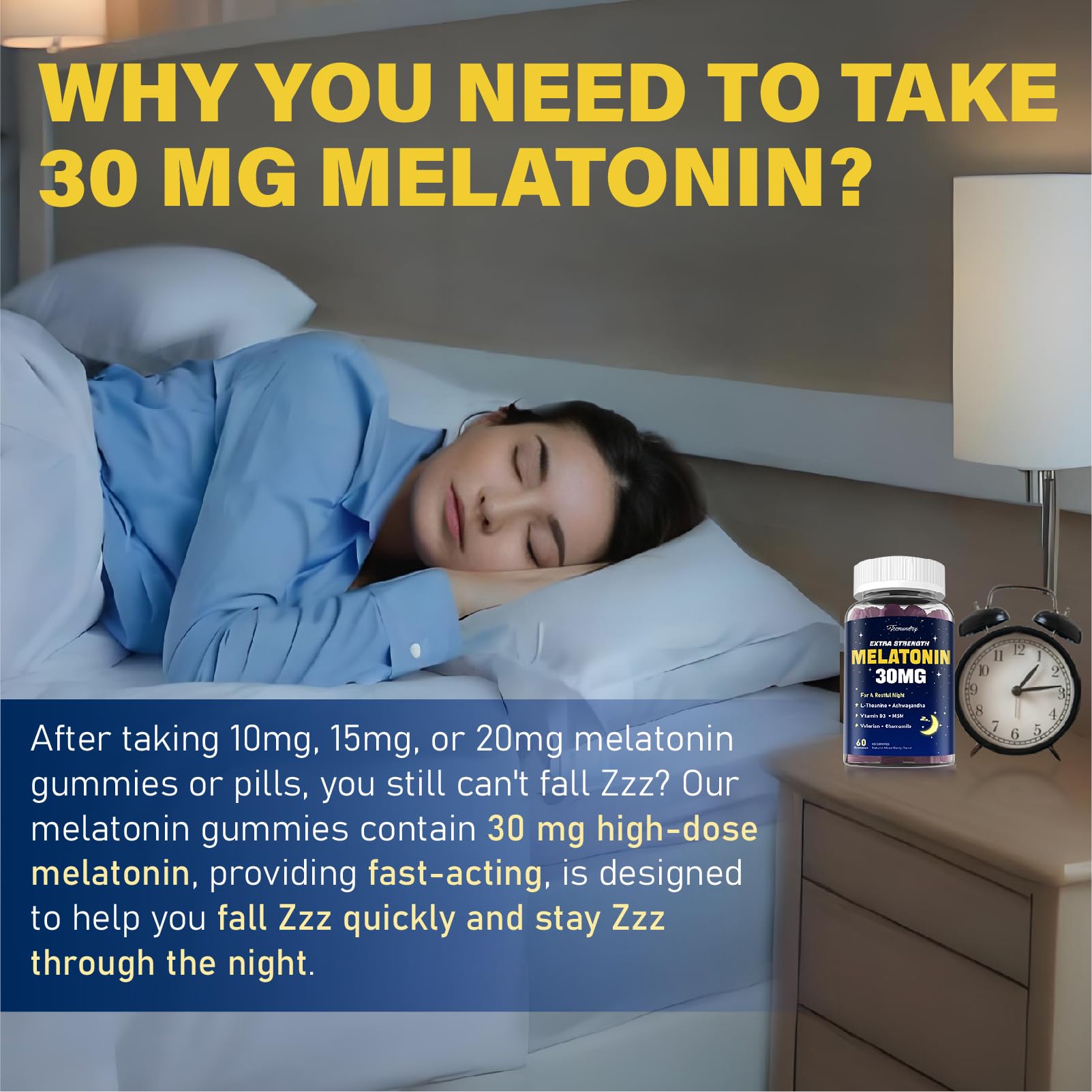 Pack de deux flacons Tcemundry Mélatonine 30 mg pour plus de tranquillité nocturne.
