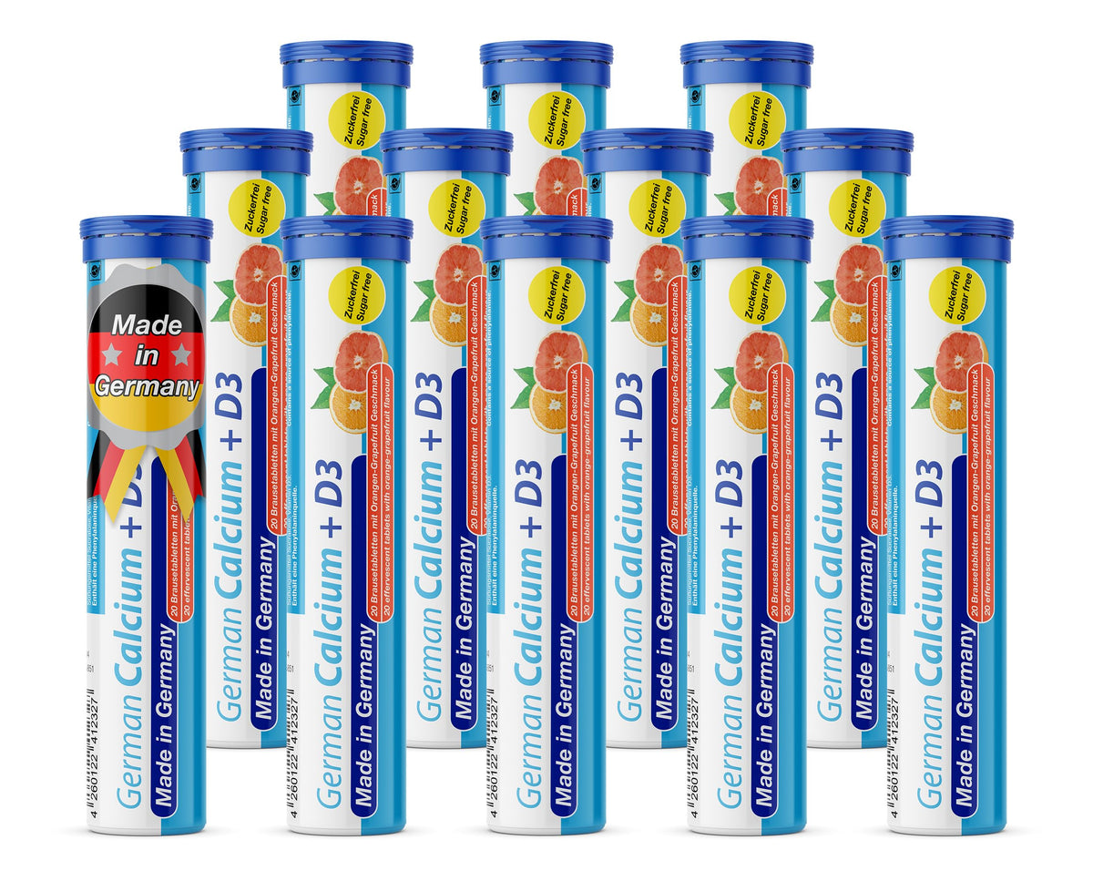 T&D Calcium D, tablette effervescente orange-pamplemousse se dissolvant rapidement dans l'eau