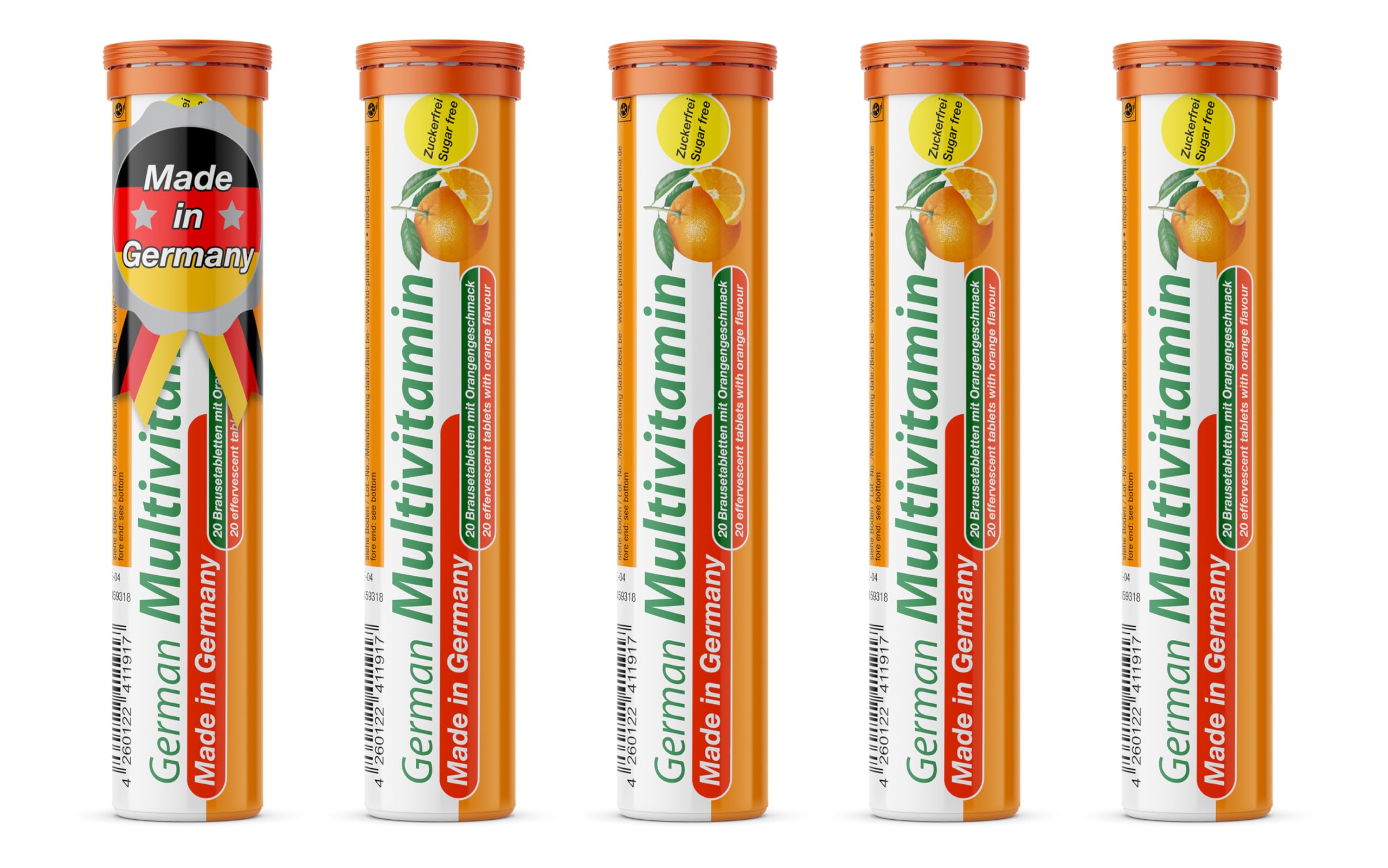 Boîte orange de T&D Multivitamine, conditionnement pratique et attrayant.