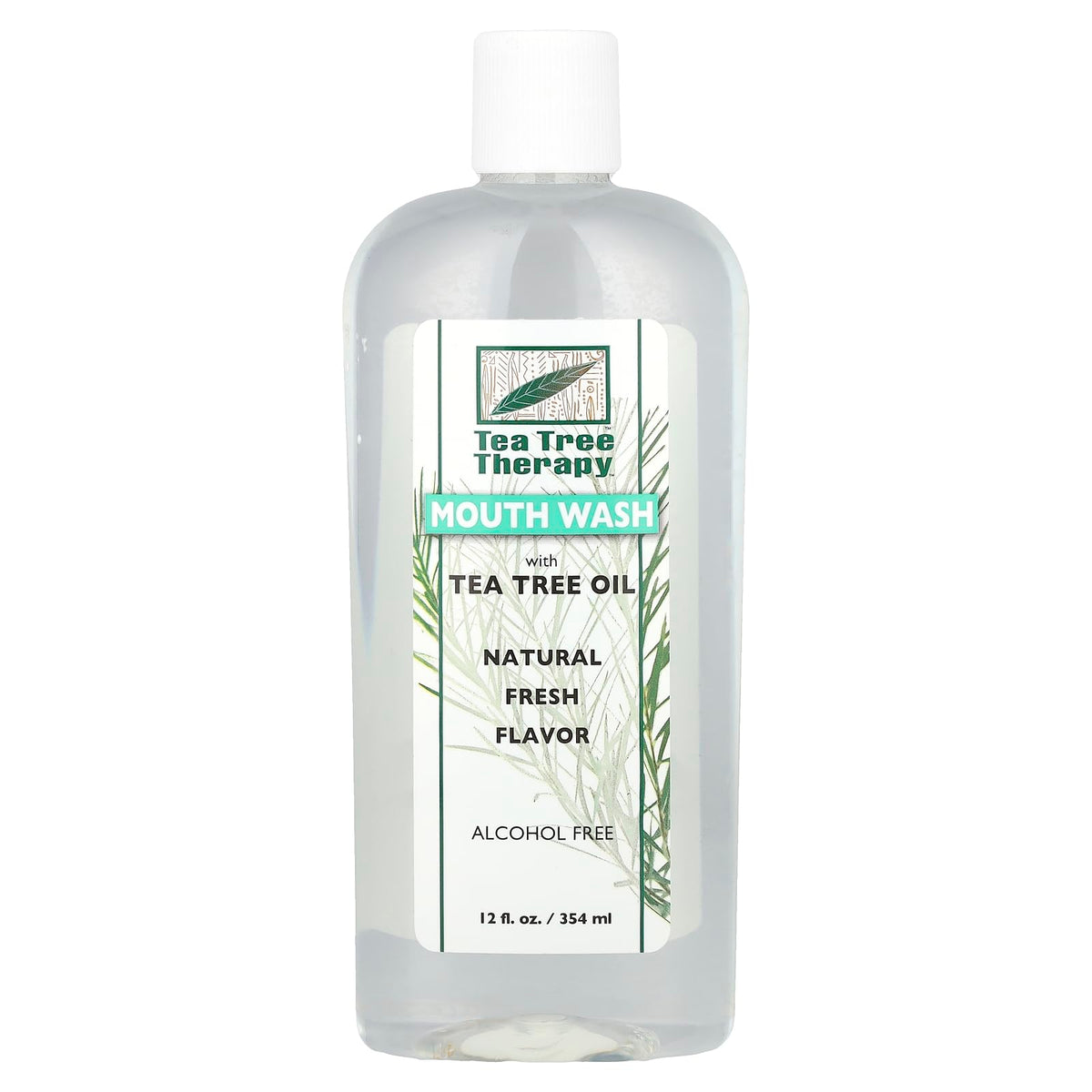 Tea Tree Therapy bain de bouche sans alcool, flacon pratique pour usage quotidien et haleine fraîche.