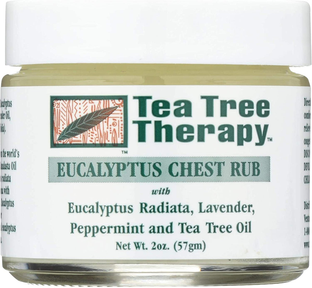 Tea Tree Therapy Chest Rub Eucalyptus en pot, apaisement potentiel pour la respiration.