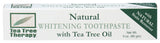 Dentifrice Tea Tree Therapy en tube, blanchiment naturel après brossage.