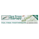 Emballage Tea Tree Therapy Dentifrice, design naturel et pratique pour le rangement.