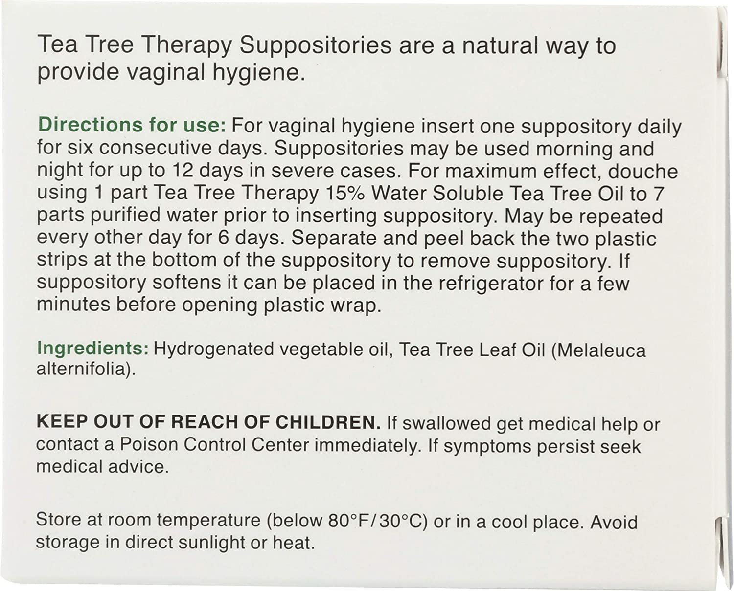 Boîte Tea Tree Therapy, suppositoires, lot de 3, prête à l’emploi